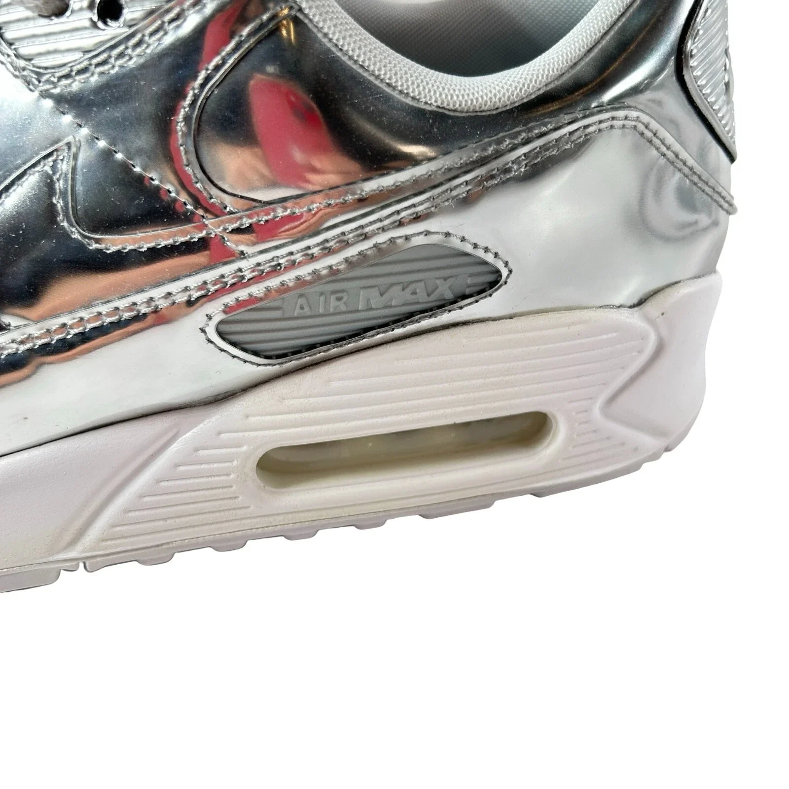 CQ6639 001 Wmns Nike Air Max 90 Metallic Pack Chrome Silver [CONDITIONAL] - 10.5 W (Midsoles Yellowing) (Scratch on Toebox) - Image 6