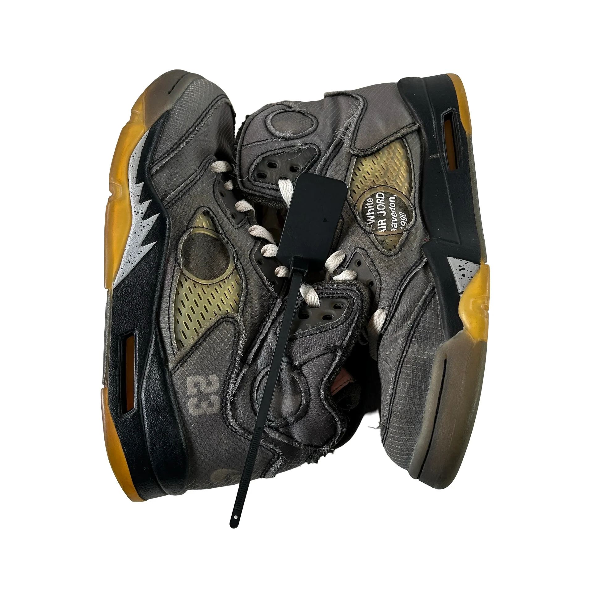 CT8480 001 Jordan 5 Off-White Black [USED] - 7.5 M (Used6) - Image 5