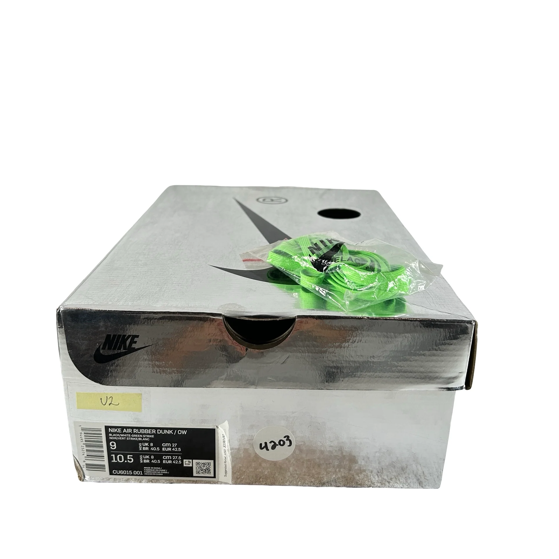 CU6015 001 Nike Air Rubber Dunk Off-White Green Strike [USED] - 9 M (Used2) - Image 7