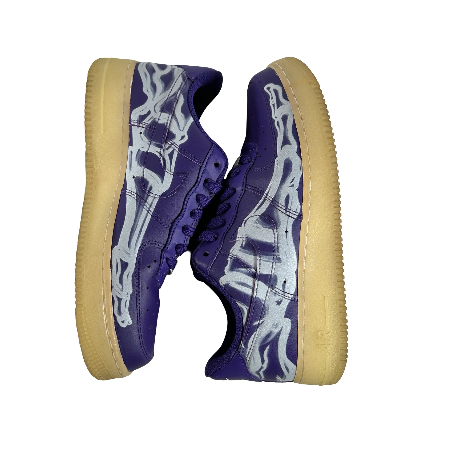 CU8067 500 Nike Air Force 1 Low '07 QS Purple Skeleton Halloween [USED] - 7 M (Used) - Image 4