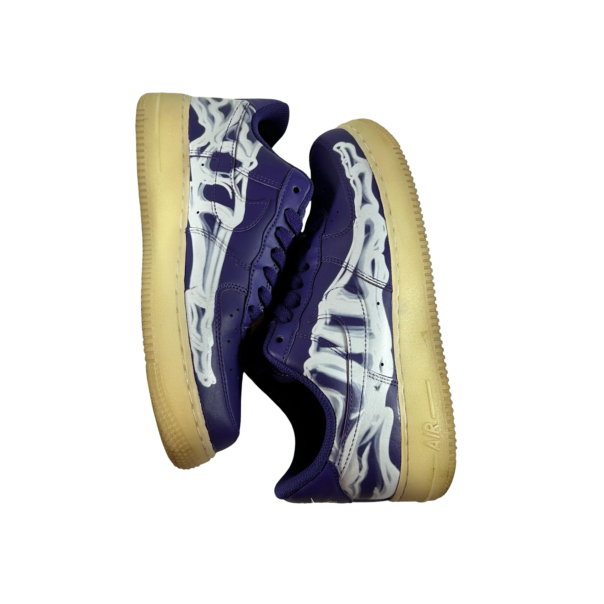 CU8067 500 Nike Air Force 1 Low '07 QS Purple Skeleton Halloween [USED] - 7 M (Used) (No Box) - Image 5