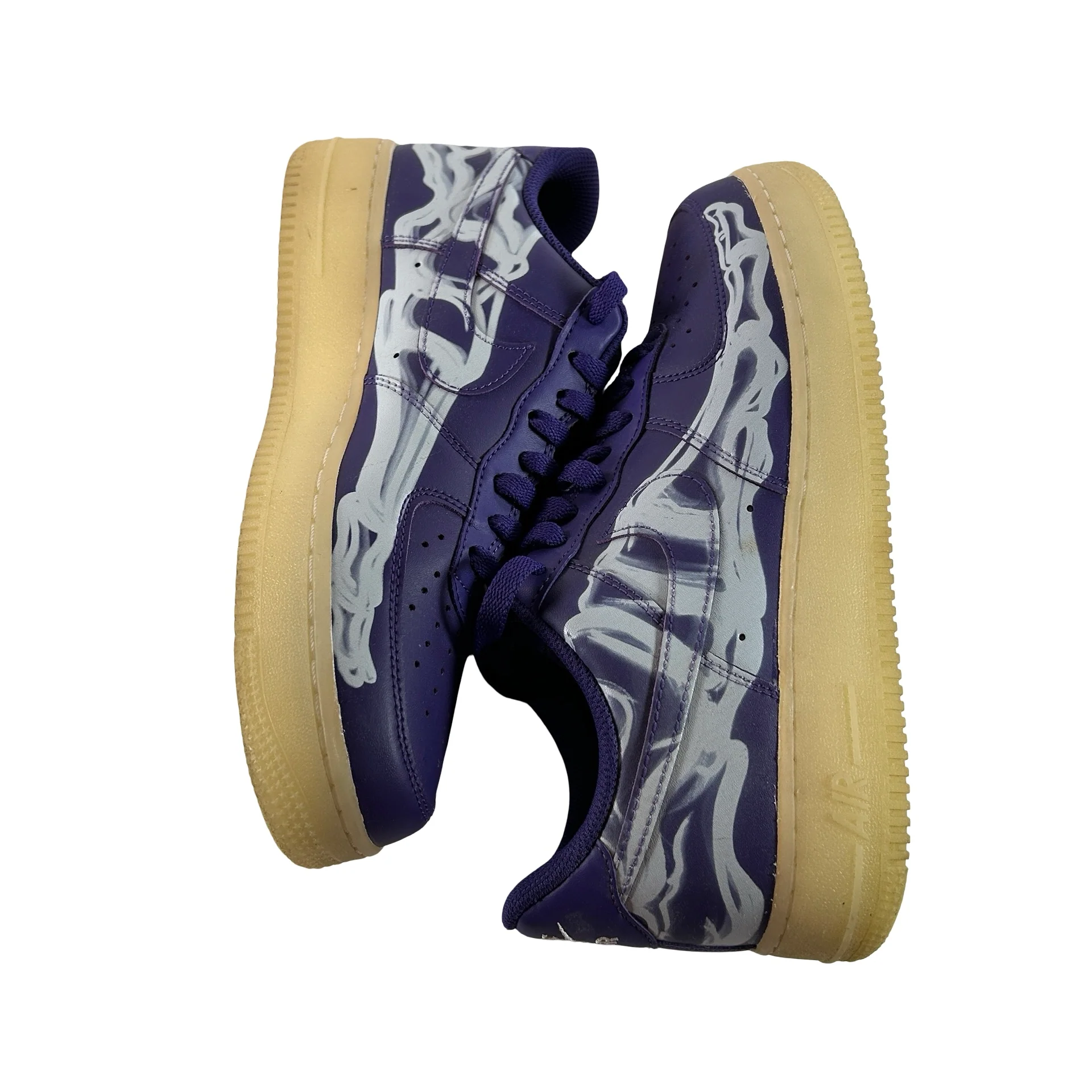 CU8067 500 Nike Air Force 1 Low '07 QS Purple Skeleton Halloween [USED] - 8 M (Used) - Image 4