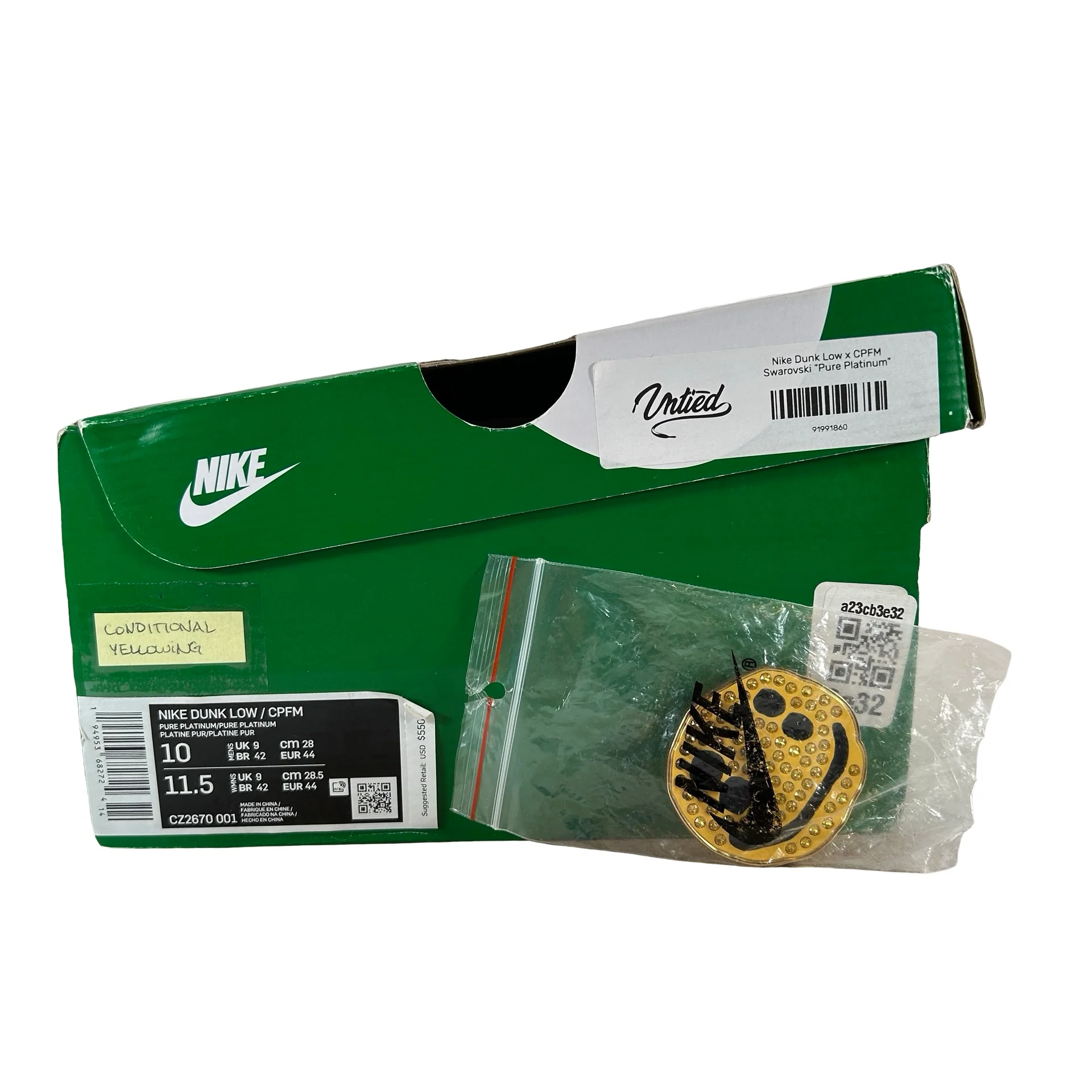 CZ2670 001 Nike Dunk Low CPFM Platinum - 10 M (Yellowing) - Image 8