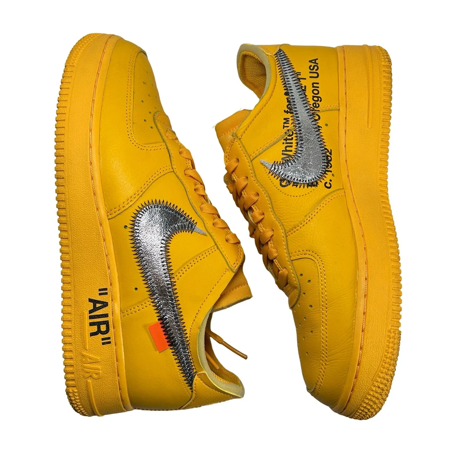DD1876 700 Nike Air Force 1 Low Off-White ICA University Gold [USED] - 7 M (Used) - Image 4