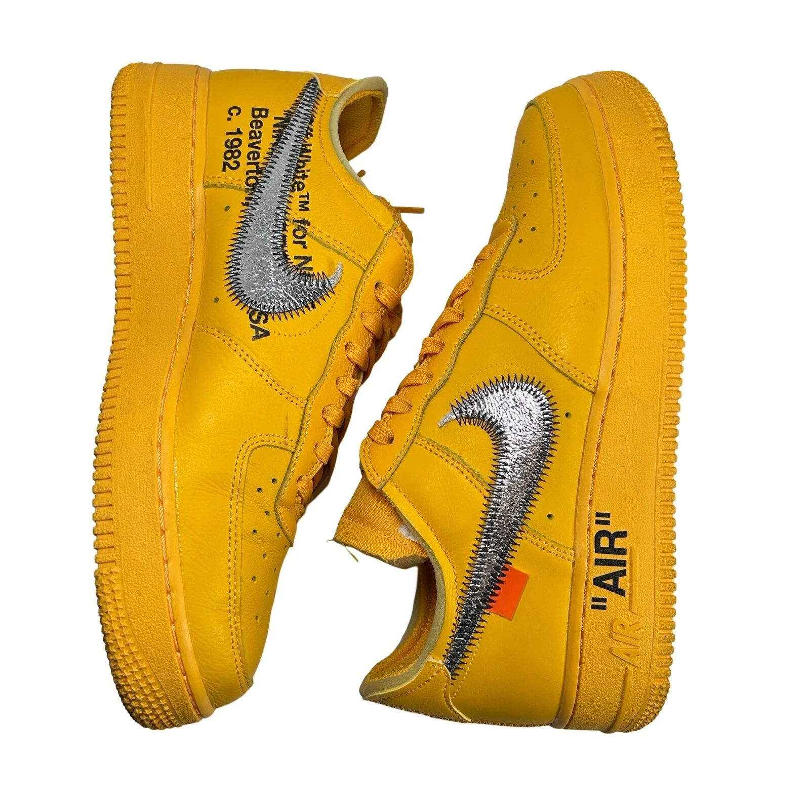 DD1876 700 Nike Air Force 1 Low Off-White ICA University Gold [USED] - 7 M (Used) - Image 5