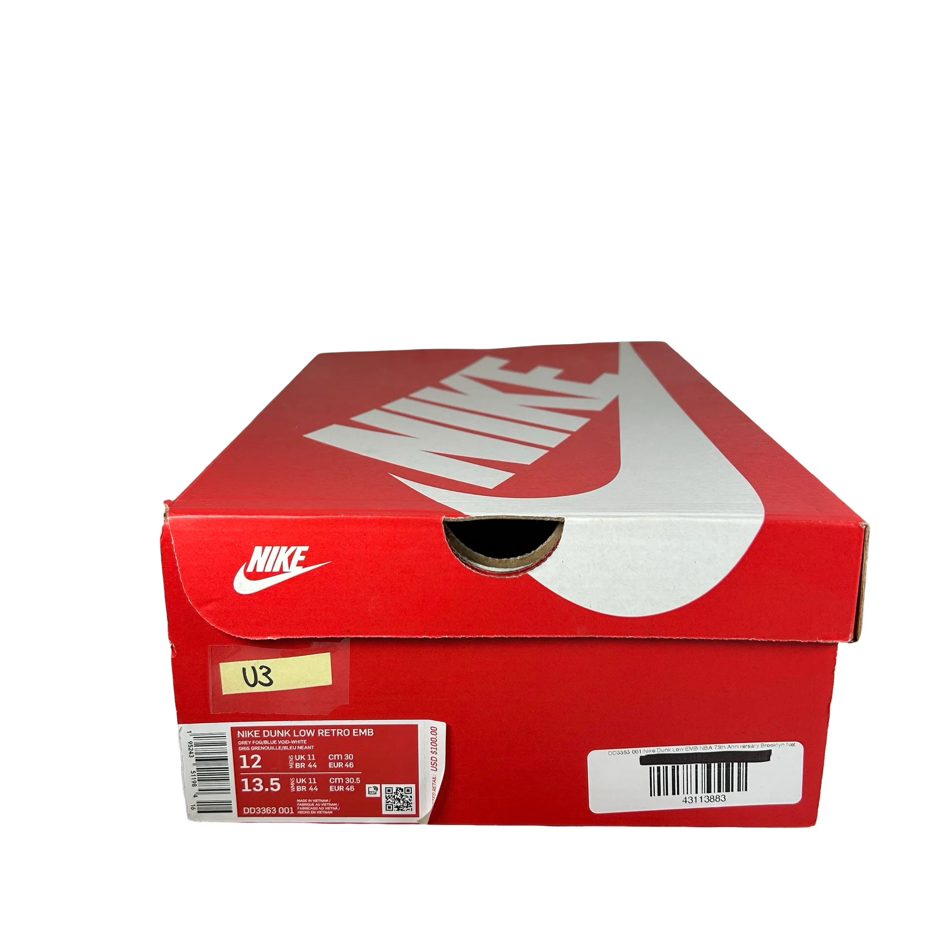 DD3363 001 Nike Dunk Low EMB NBA 75th Anniversary Brooklyn Nets [USED] - 12 M (Used3) - Image 7