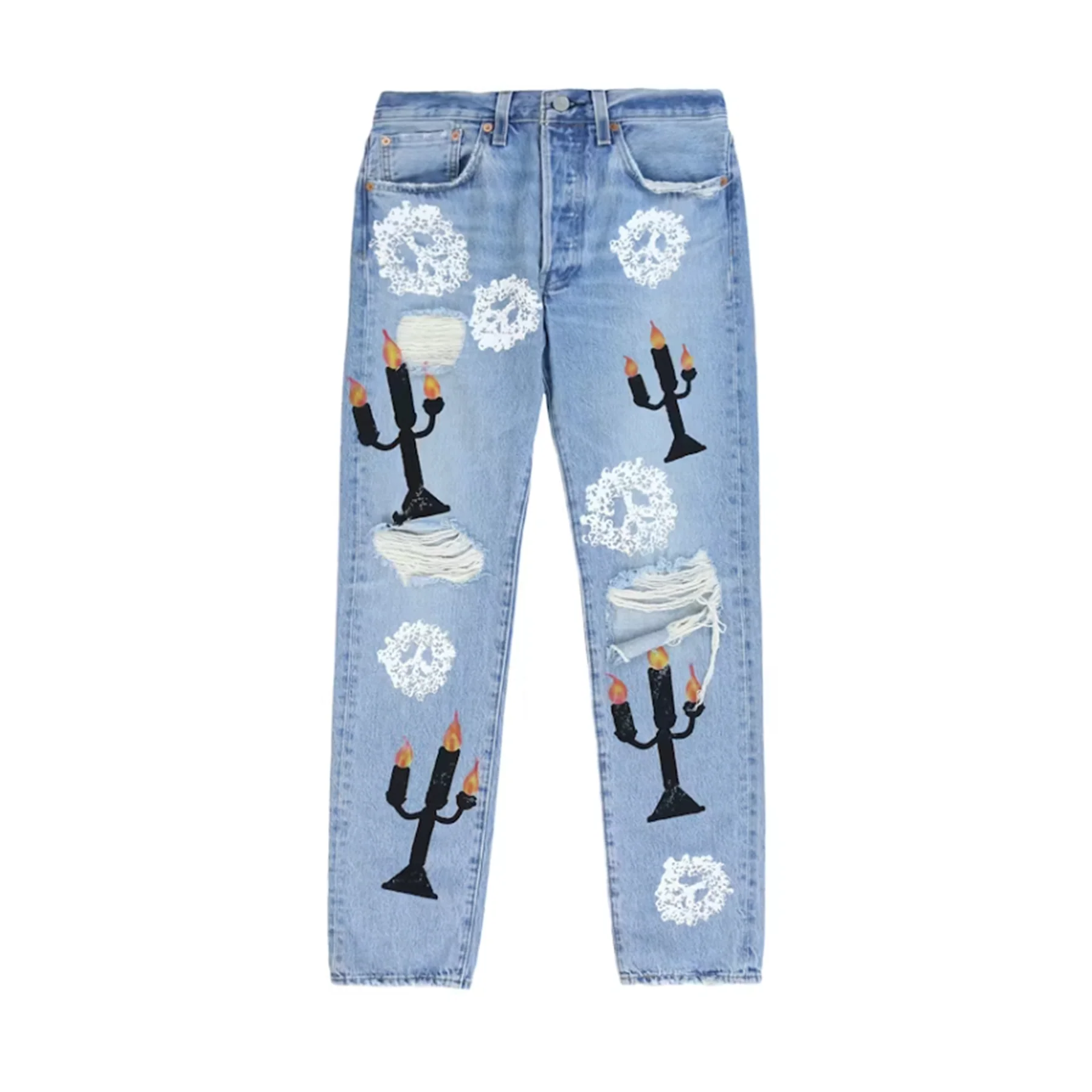 Denim Tears x Virgil Abloh "Message in a Tear" Printed Levi's Jeans [USED] - 34 x 34 (Used)