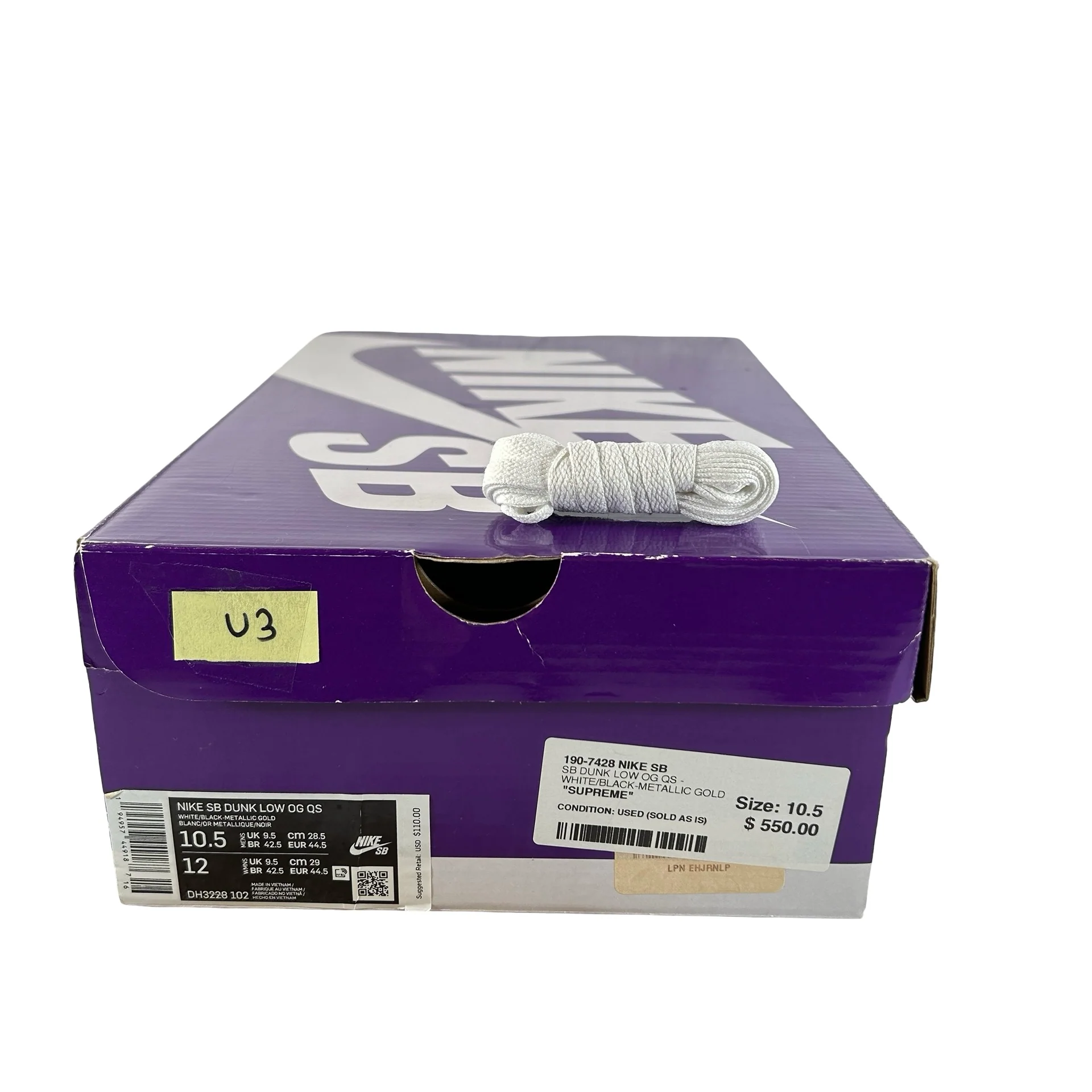 DH3228 102 Dunk SB Low Supreme Black [USED] - 10.5 M (Used3) - Image 7