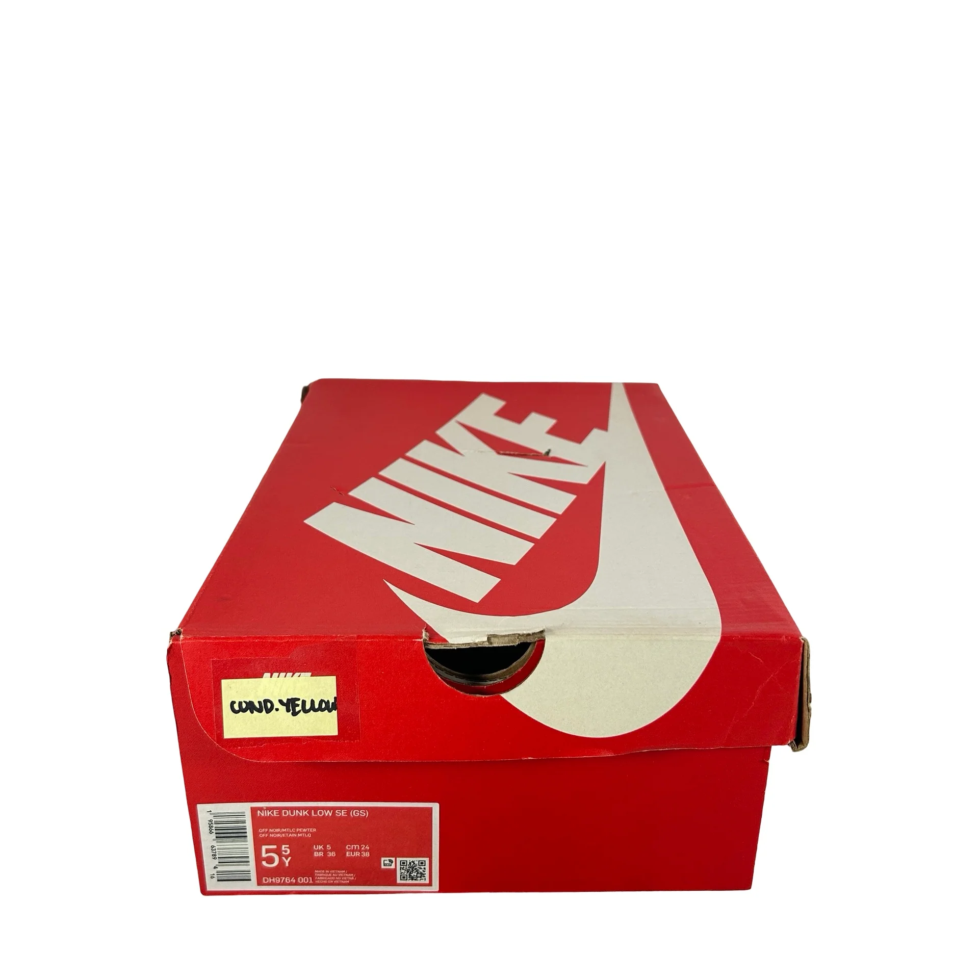 DH9764 001 Nike Dunk Low Black White Metallic (GS) [CONDITIONAL] - 5.5 Y (Yellowing) - Image 7