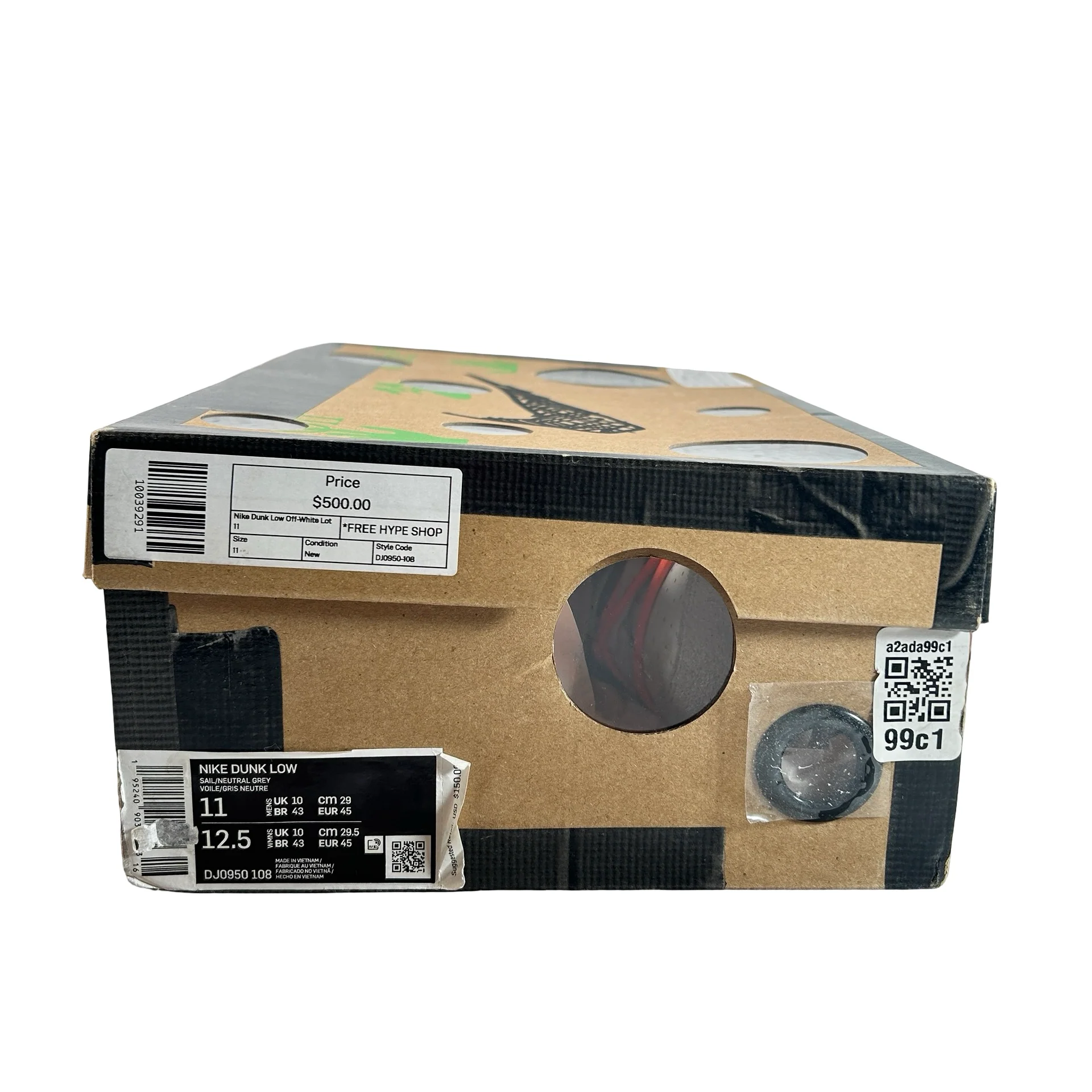 DJ0950 108 Nike Dunk Low Off-White Lot 11 [USED] - 11 M (Used) - Image 7