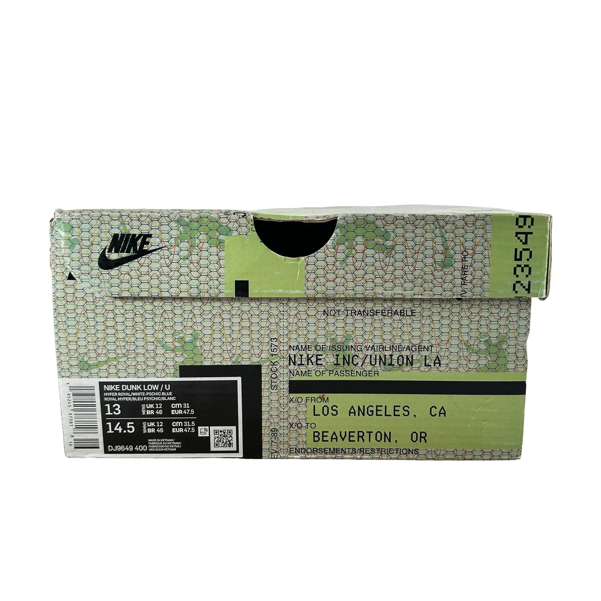 DJ9649 400 Nike Dunk Low Union Passport Pack Argon [USED] - 13 M (Used) - Image 7