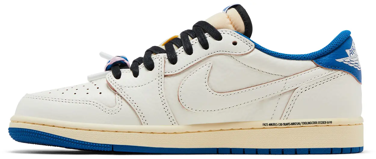 DM7866 104 Air Jordan 1 Retro Low OG SP Fragment x Travis Scott Sail Military Blue - Image 3