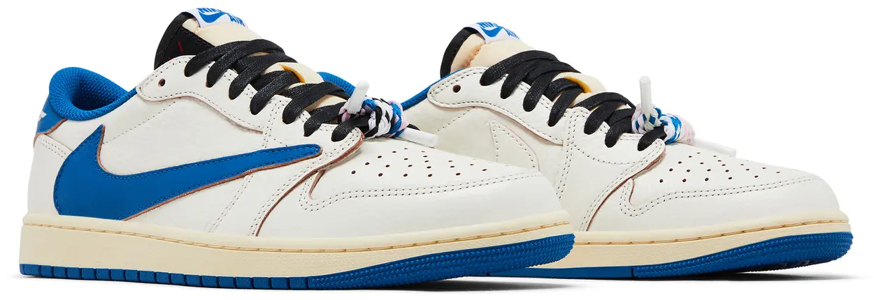 DM7866 104 Air Jordan 1 Retro Low OG SP Fragment x Travis Scott Sail Military Blue - Image 4