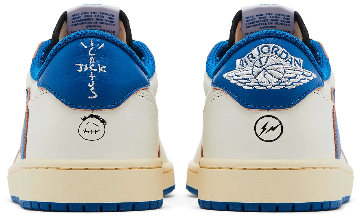 DM7866 104 Air Jordan 1 Retro Low OG SP Fragment x Travis Scott Sail Military Blue - Image 6