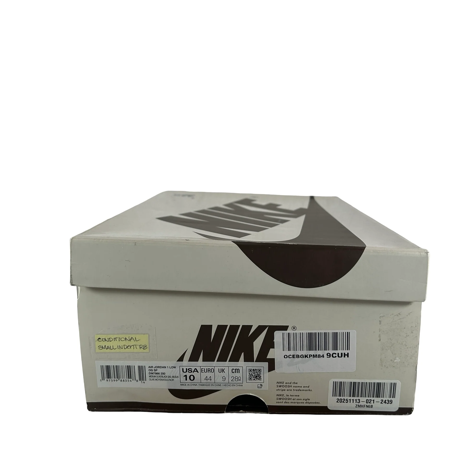 DM7866 200 Jordan 1 Retro Low OG SP Travis Scott Medium Olive [CONDITIONAL] - 8.5 M (Small Indent Right Foot) (Replace Box) - Image 8