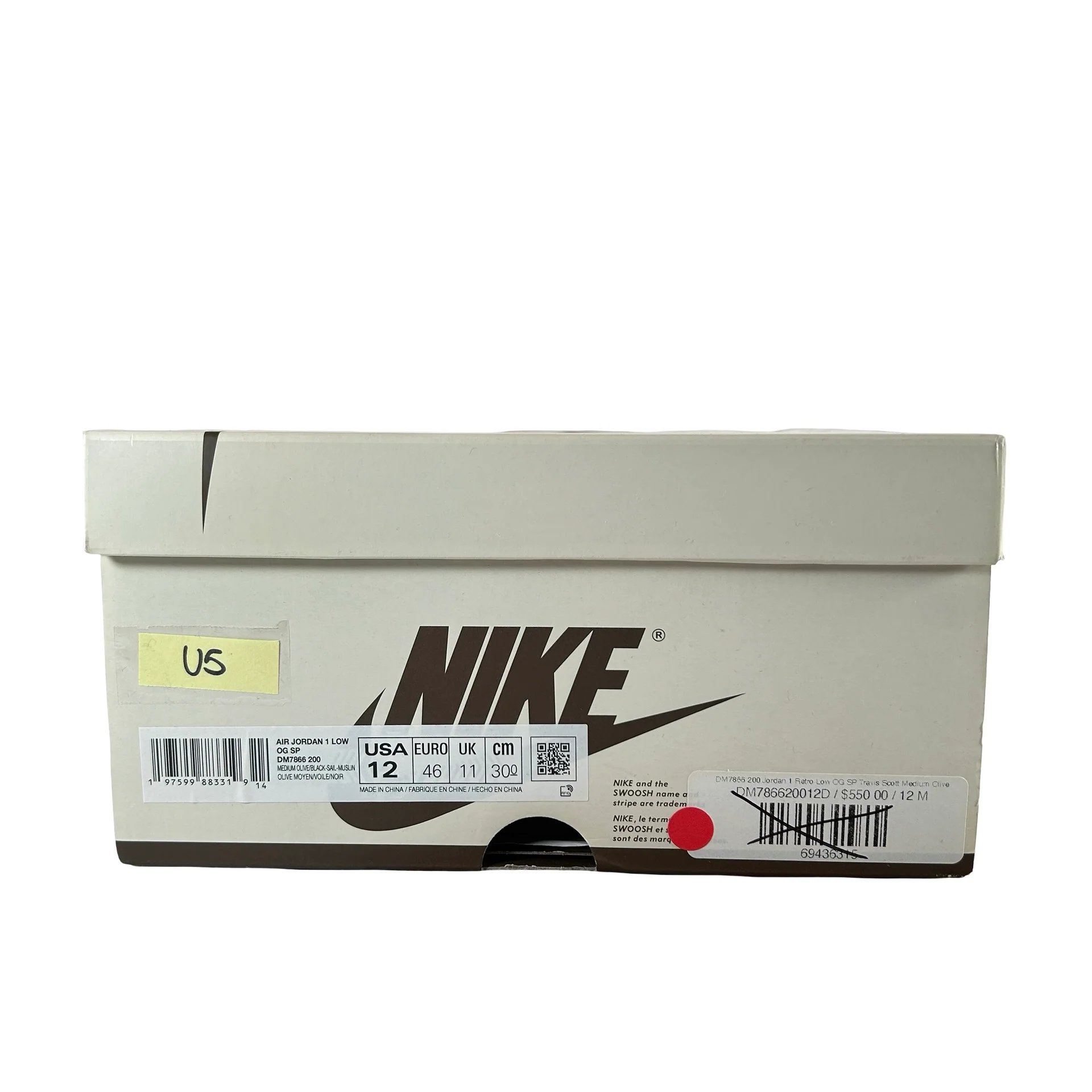 DM7866 200 Jordan 1 Retro Low OG SP Travis Scott Medium Olive [USED] - 12 M (Used5) - Image 7
