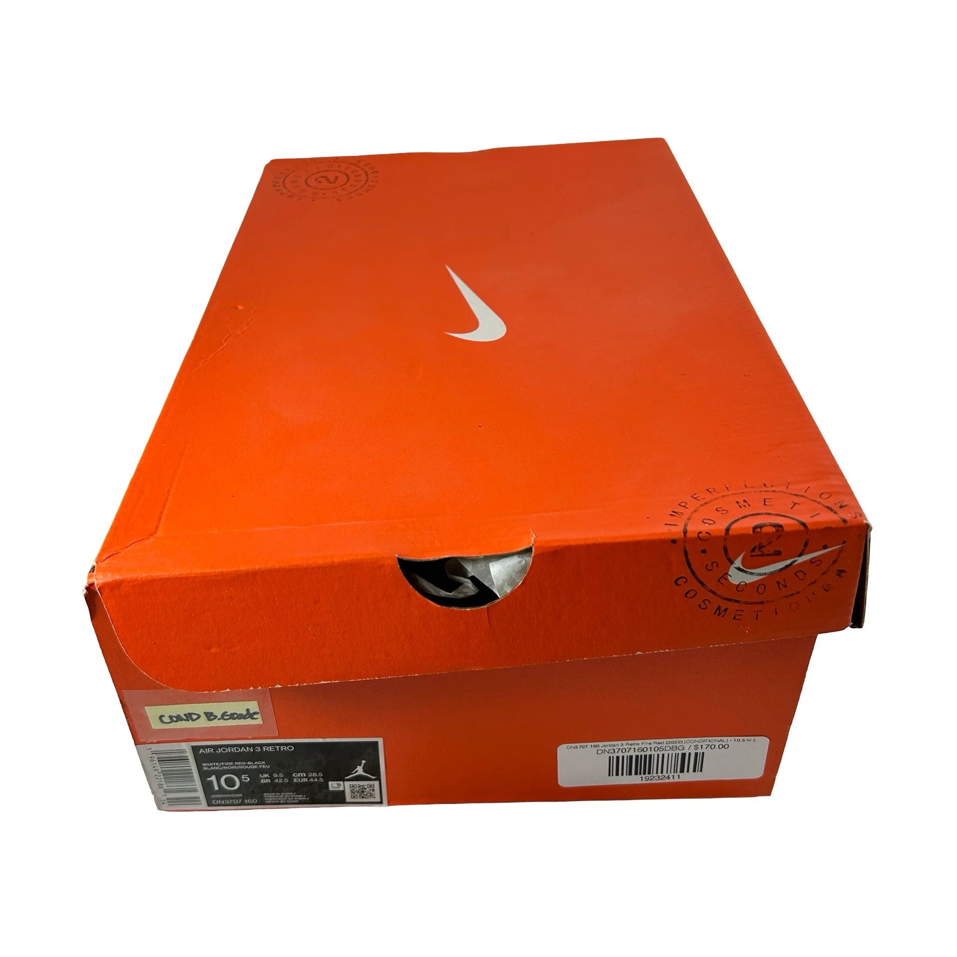 DN3707 160 Jordan 3 Retro Fire Red (2022) [CONDITIONAL] - 10.5 M (B-Grade) - Image 7