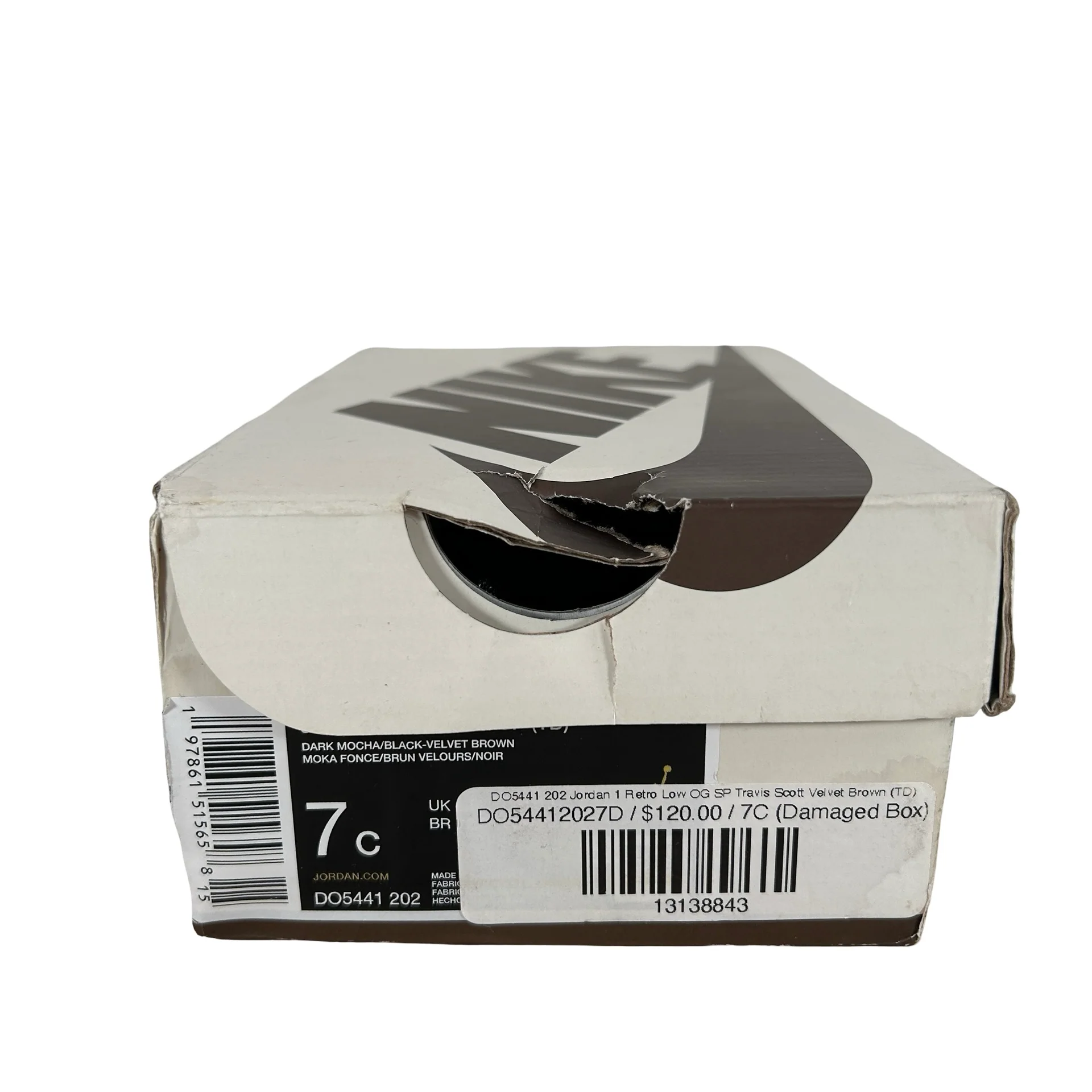 DO5441 202 Jordan 1 Retro Low OG SP Travis Scott Velvet Brown (TD) [USED] - 7 C (Used) - Image 7