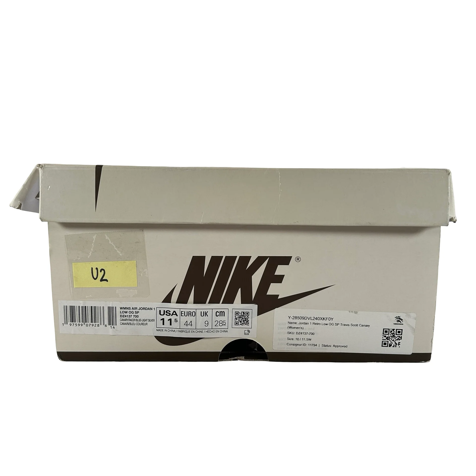 DZ4137 700 Jordan 1 Retro Low OG SP Travis Scott Canary (Women's) [USED] - 11.5 W (Used2) - Image 7