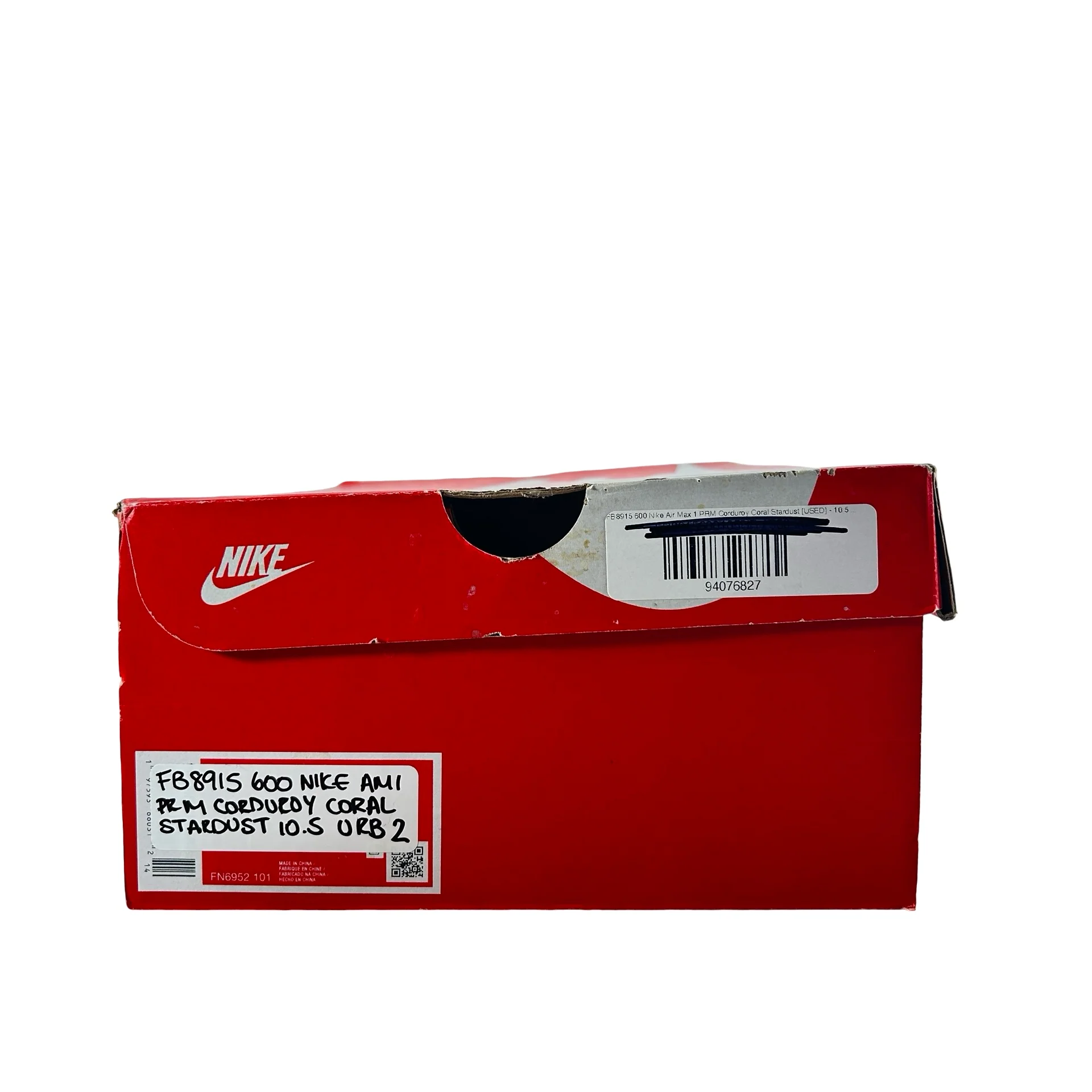 FB8915 600 Nike Air Max 1 PRM Corduroy Coral Stardust [USED] - 10.5 M (Used2) (Replace Box2) - Image 7