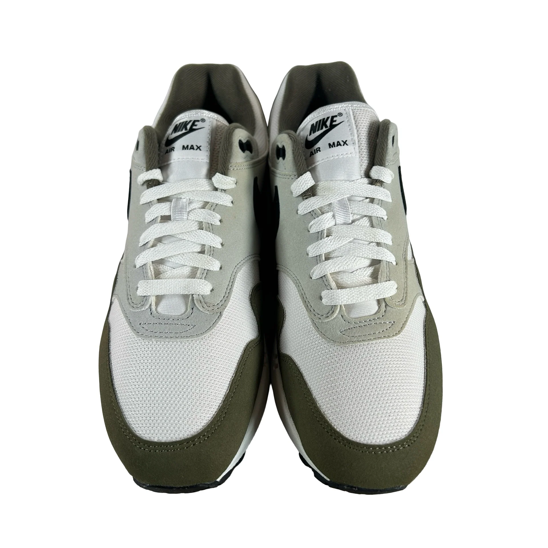 FD9082 102 Nike Air Max 1 White Black Medium Olive [USED] - 10 M (Used) - Image 2