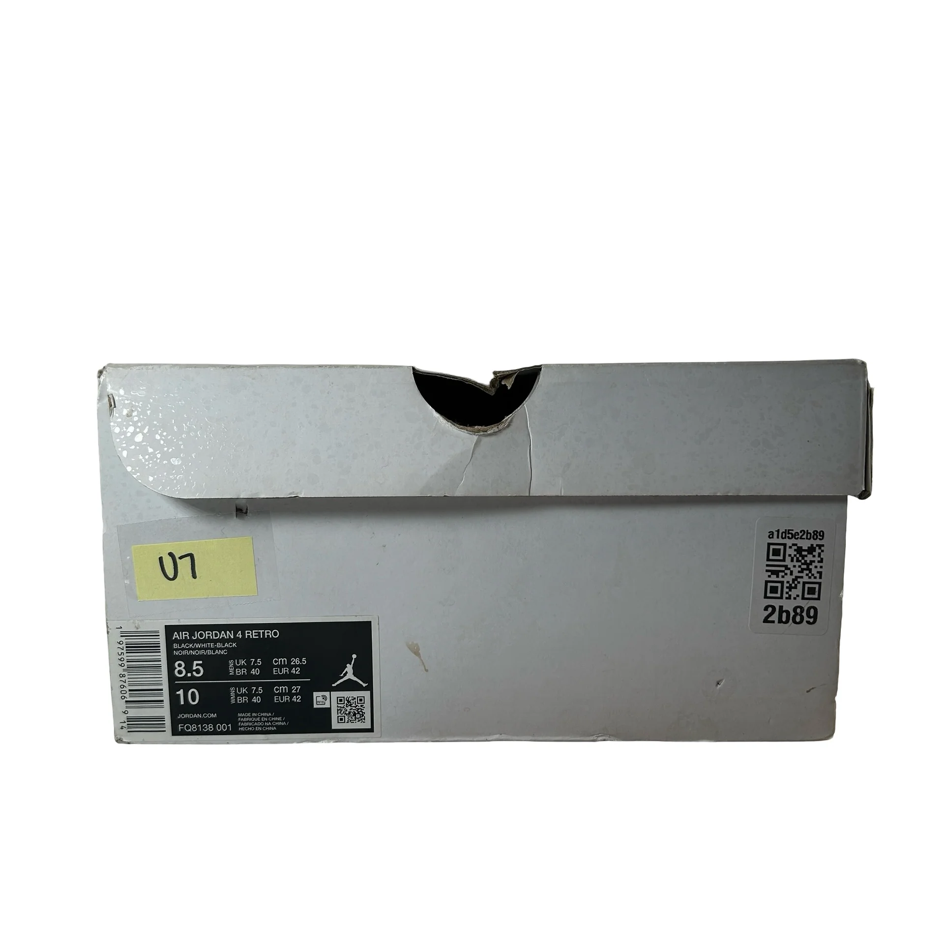 FQ8138 001  Jordan 4 Retro White Thunder [USED] - 8.5 M (Used7) - Image 7