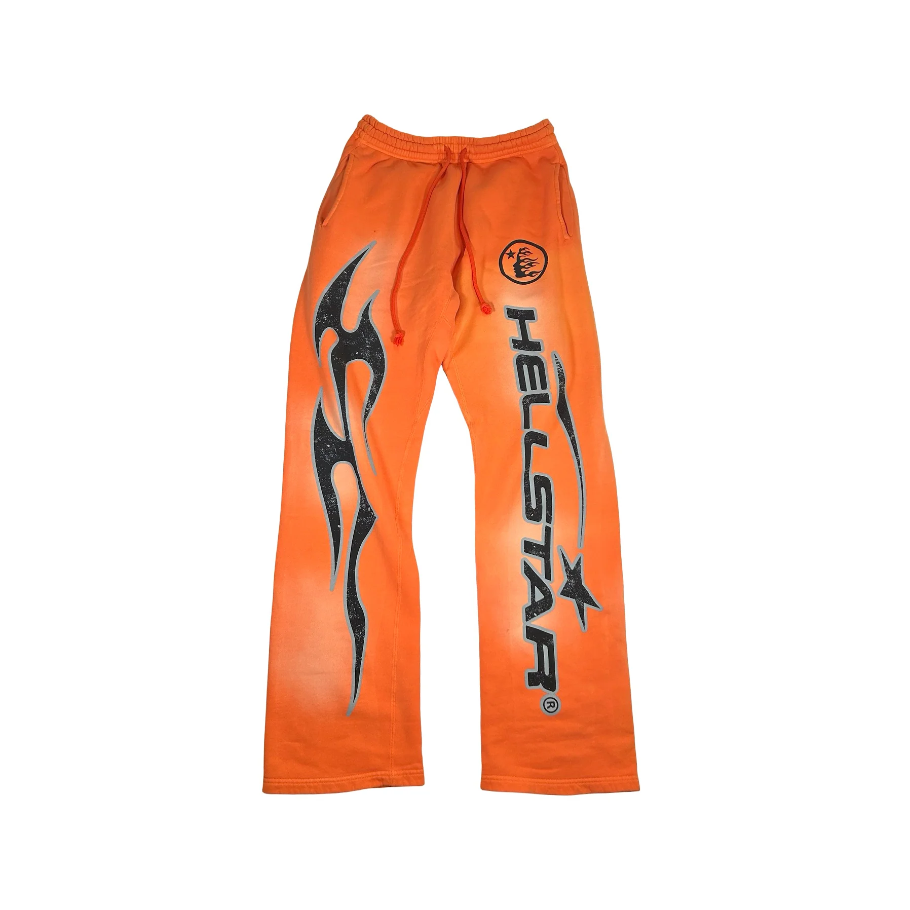 Hellstar Fire Orange Flare Bottom Sweatpants Orange Dye [USED] - M (Used)