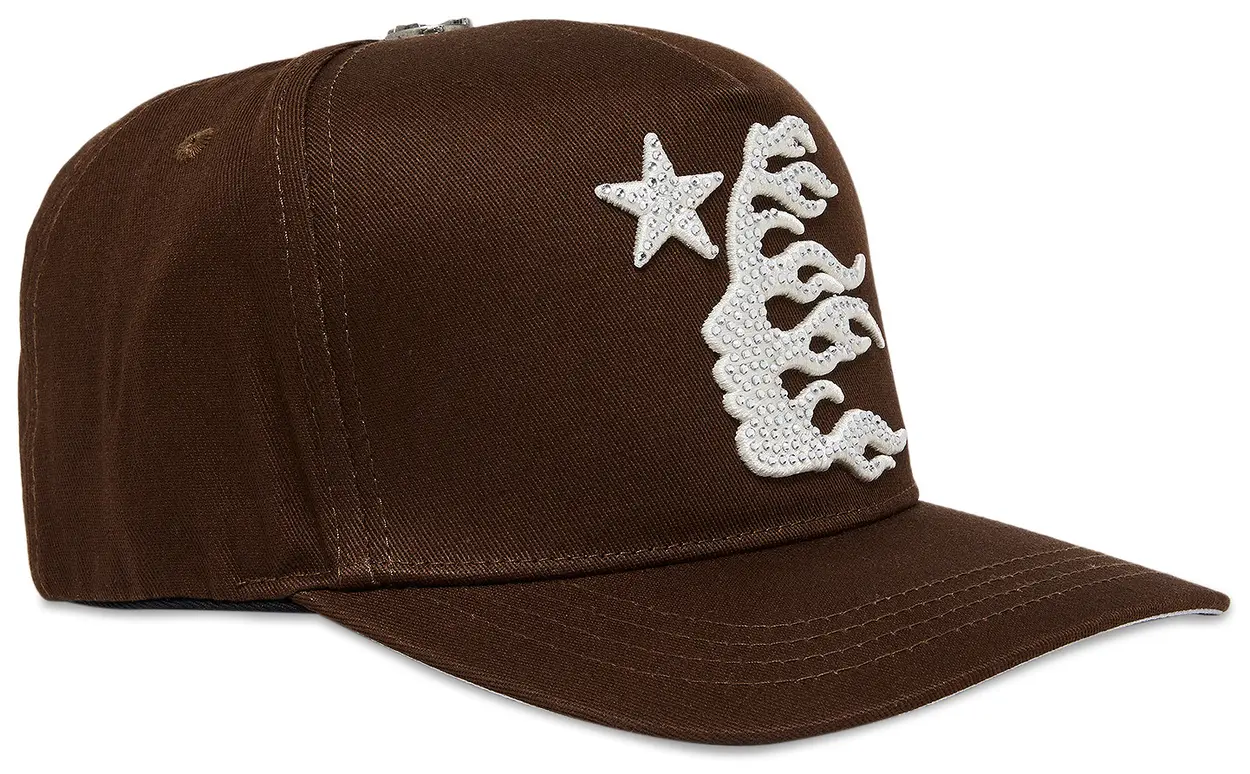 Hellstar OG Rhinestones Logo Snapback Hat Brown [USED] - O/S (Used) - Image 3