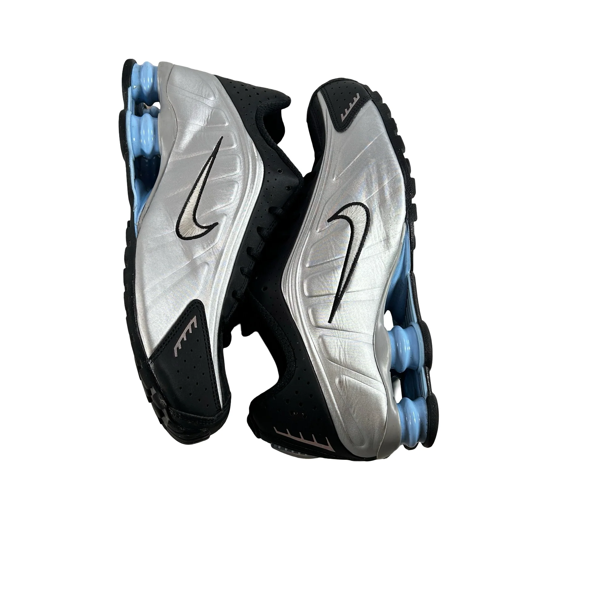 HQ1988 004 Nike Shox R4 Metallic Silver Black Psychic Blue [USED] - 9 M (Used) (No Box) - Image 5