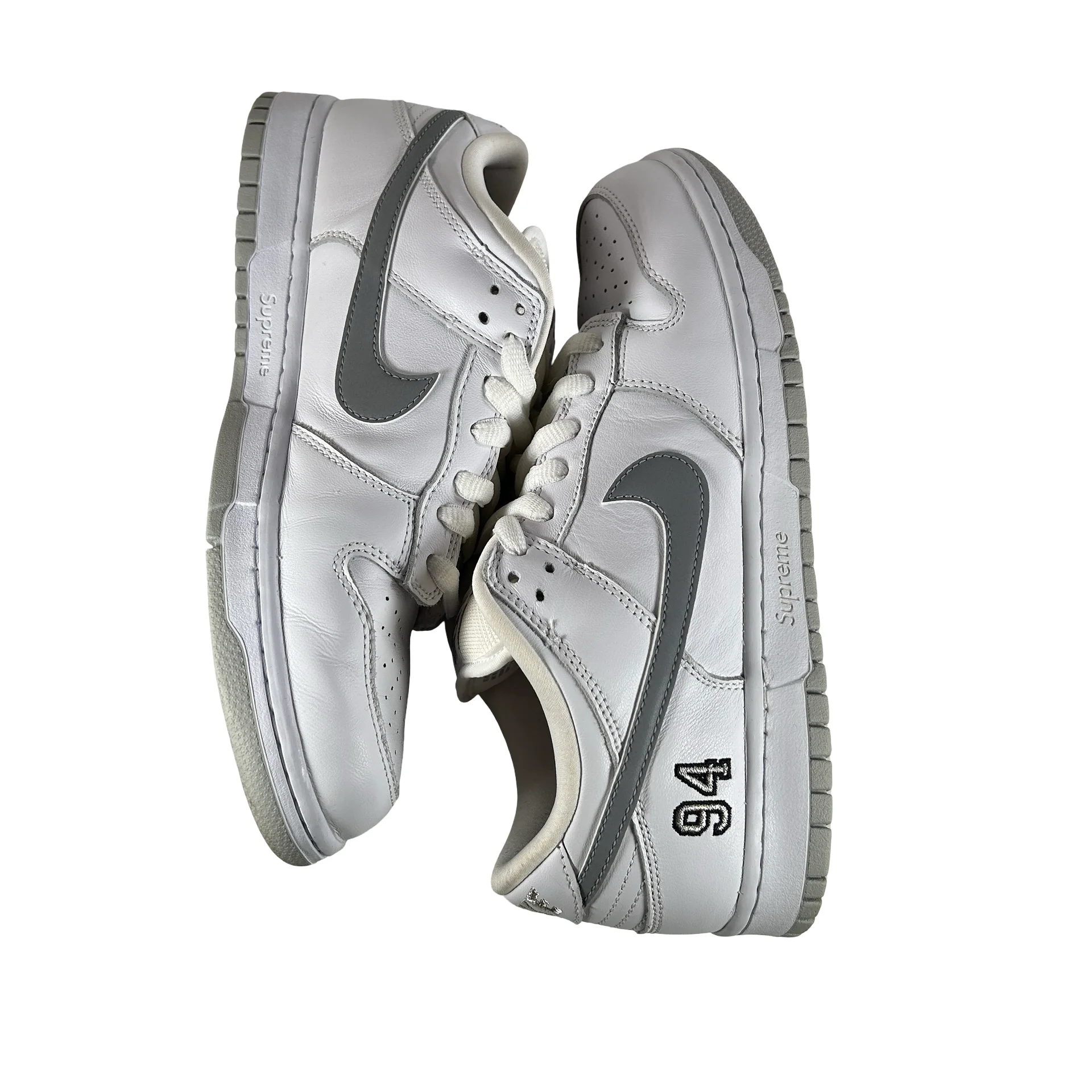 HQ8487 100 Nike SB Dunk Low Supreme 94 White Metallic Silver [USED] - 9.5 M (Used3) - Image 5
