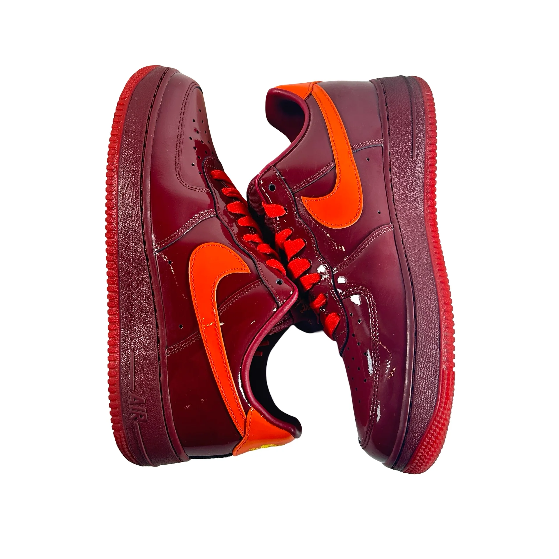 IO4489 601 Nike Air Force 1 Low Patent Leather Dark Team Red Safety Orange [USED] - 9 M (Used) - Image 4