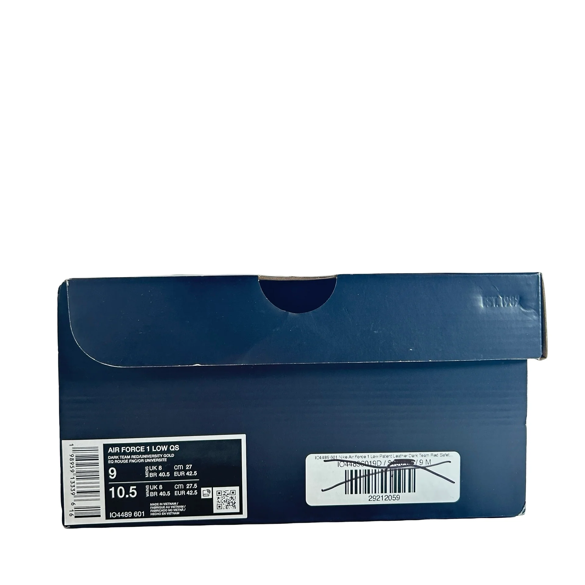 IO4489 601 Nike Air Force 1 Low Patent Leather Dark Team Red Safety Orange [USED] - 9 M (Used) - Image 7