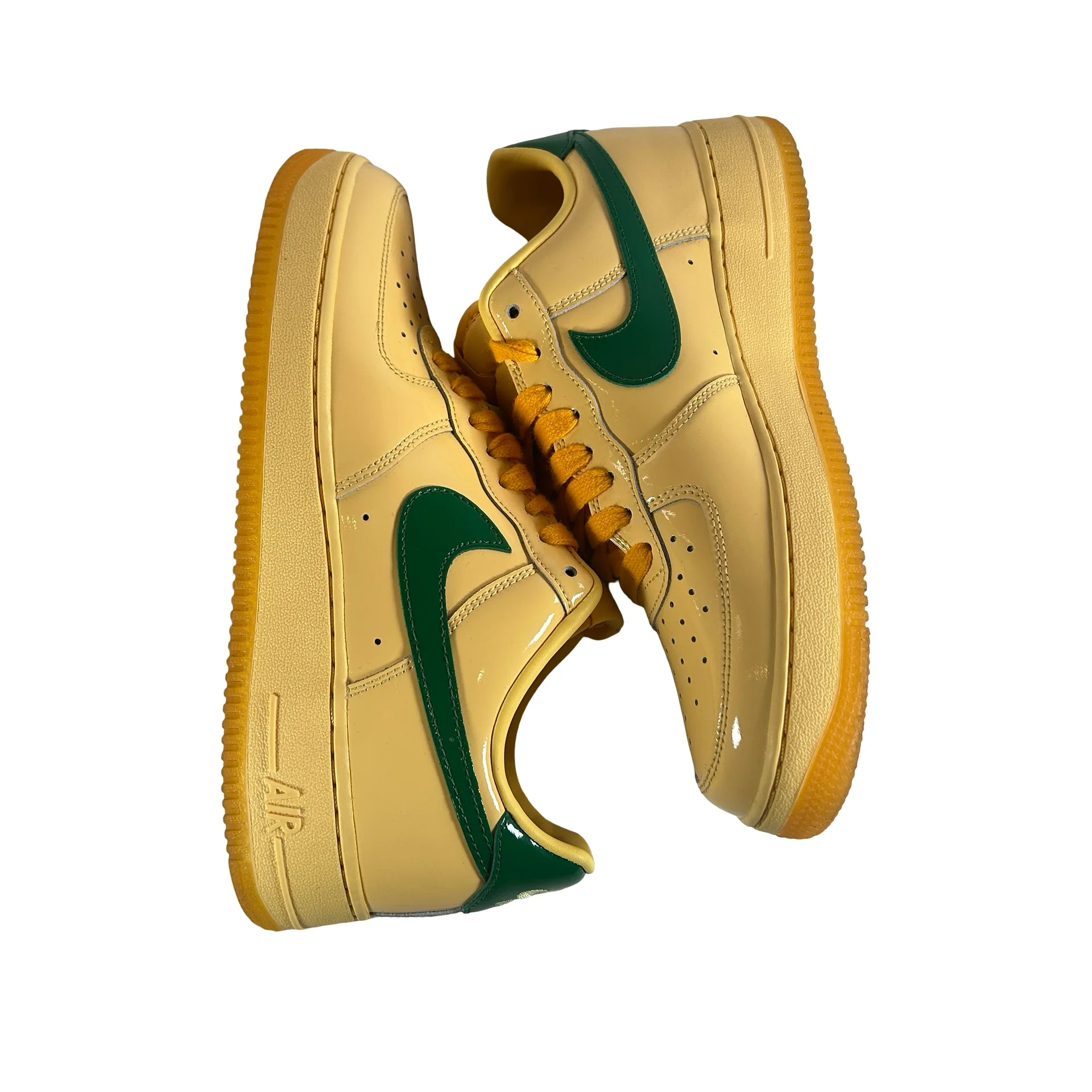 IO4489 700 Nike Air Force 1 Low Patent Leather Topaz Gold Pine Green [USED] - 9 M (Used) - Image 4