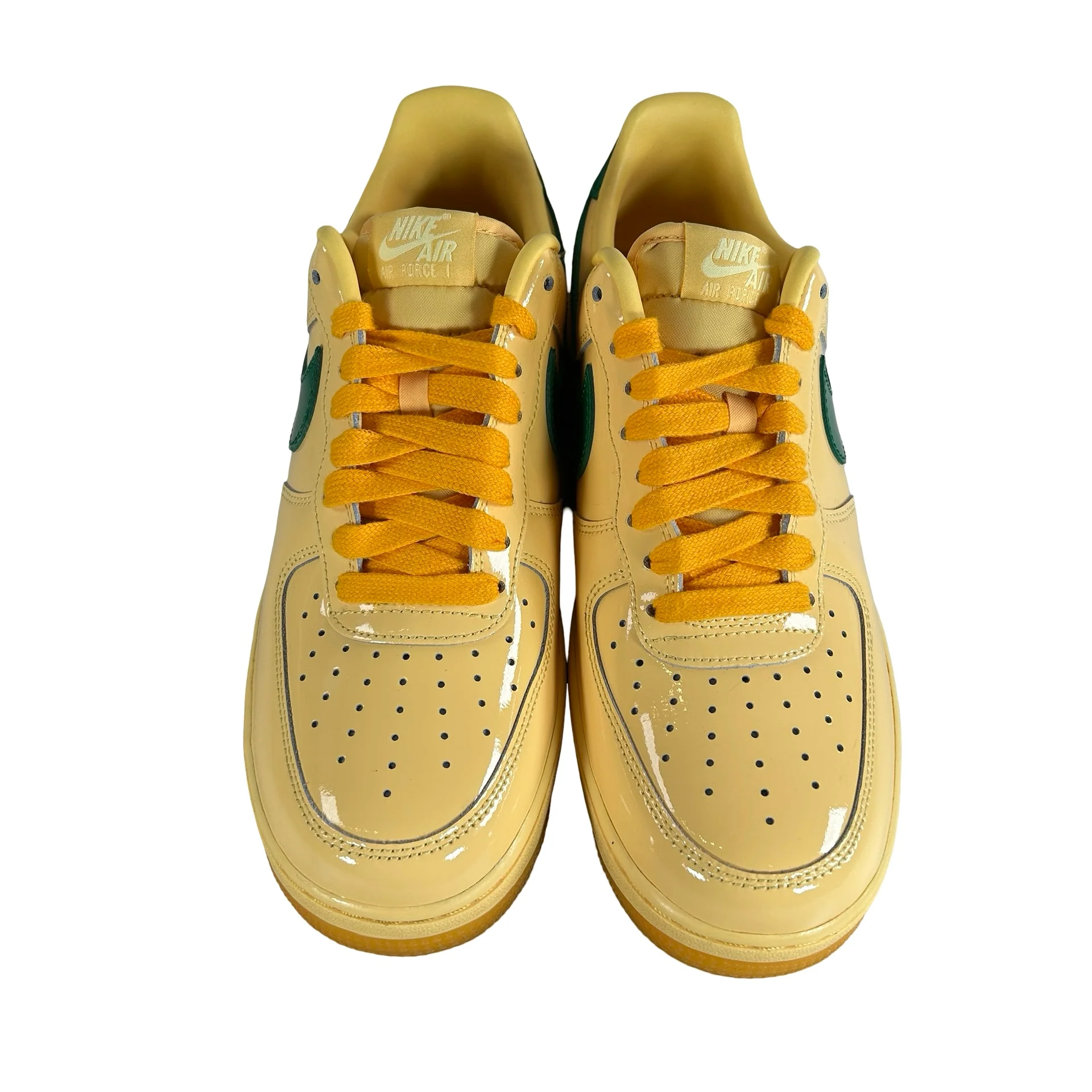 IO4489 700 Nike Air Force 1 Low Patent Leather Topaz Gold Pine Green [USED] - 9 M (VNDS) - Image 2