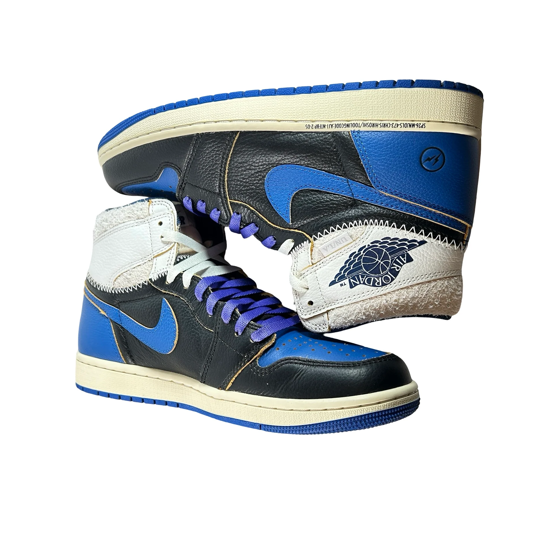 IO7847 001 Jordan 1 Retro High OG SP Fragment x Union LA Sport Royal [USED] - 9 M (Used) - Image 4