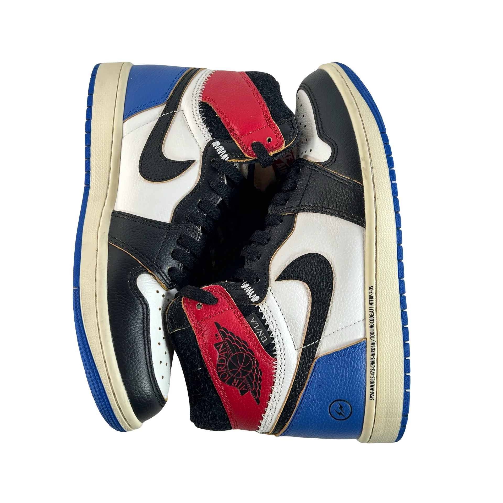 IO7847 002 Jordan 1 Retro High OG SP Fragment x Union LA Varsity Red Sport Royal [USED] - 8 M (Used) (No Box) - Image 5