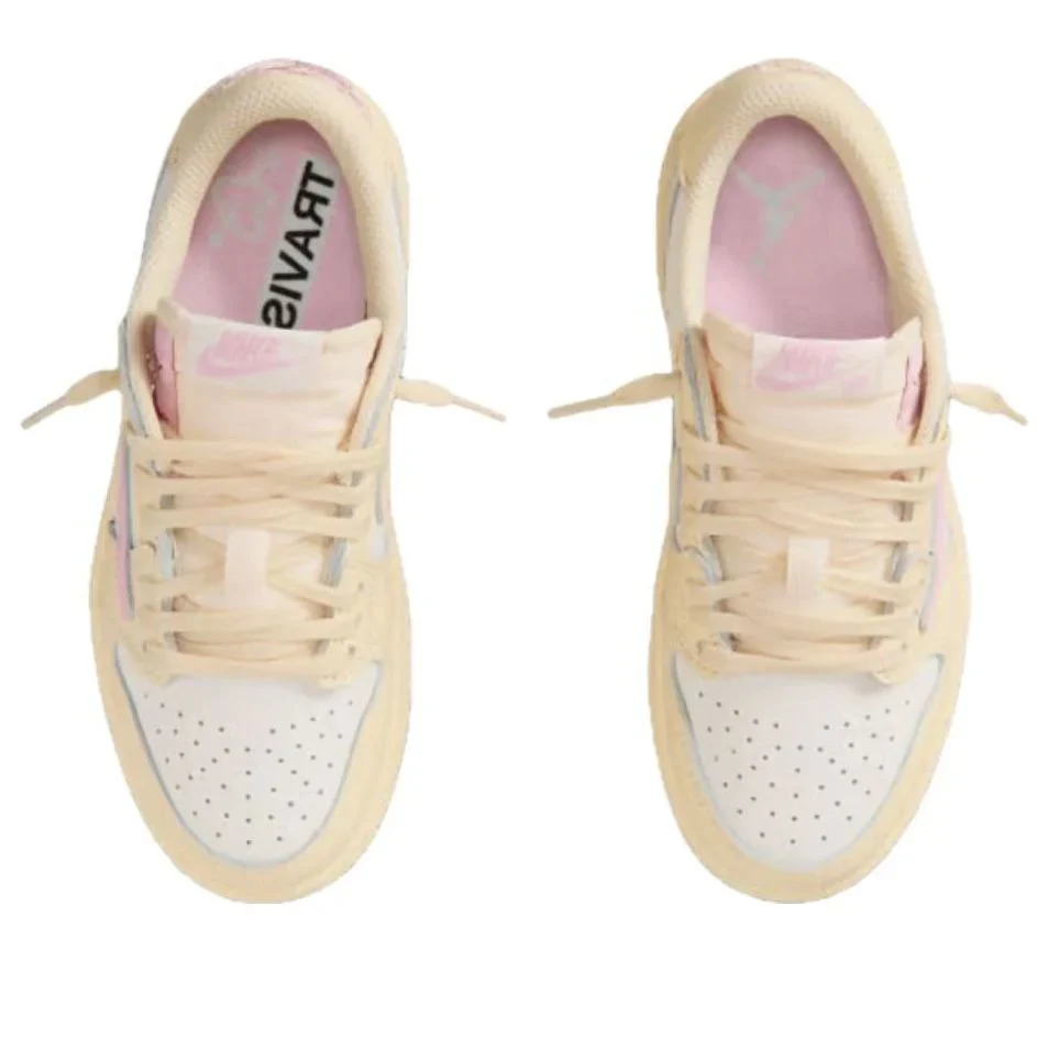 IQ7605 100 Air Jordan 1 Retro Low OG SP Travis Scott Shy Pink (PS) - Image 3