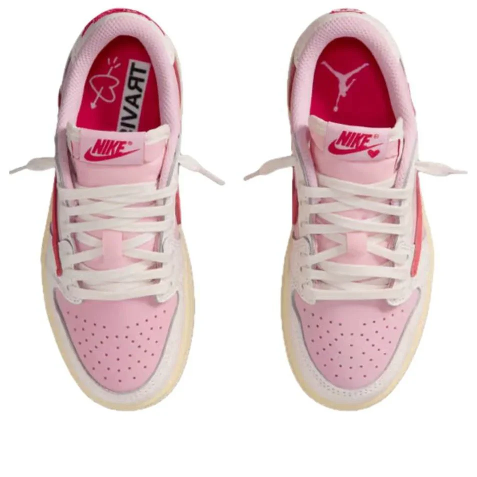 IQ7605 101 Air Jordan 1 Retro Low OG SP Travis Scott Sail Tropical Pink (PS) - Image 3