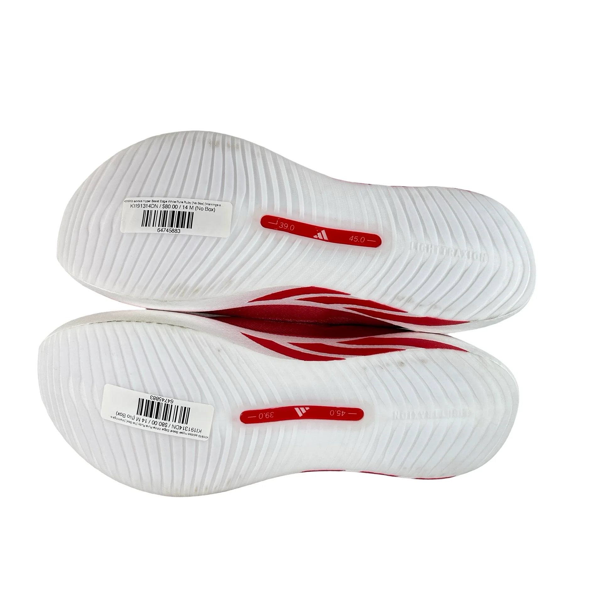 KI1913 adidas Hyper Boost Edge White Pure Ruby - 14 M (No Box) (Markings on Outsole) - Image 6