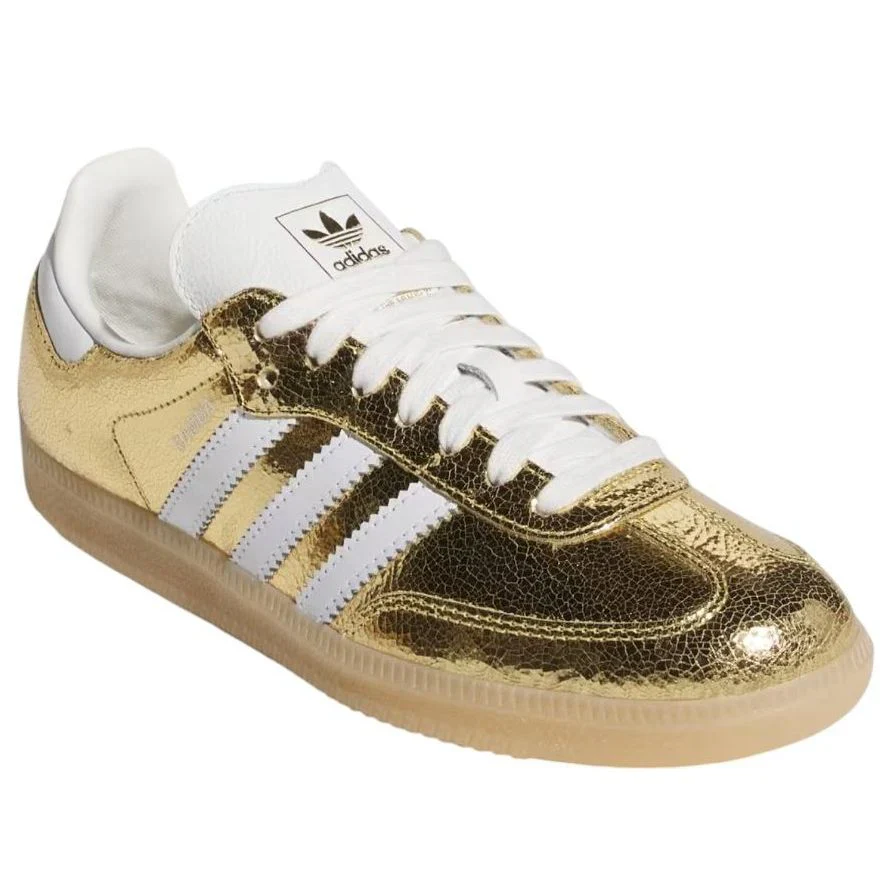 KI5719 adidas Samba OG Gold Metallic Cracked Leather (Women's) - Image 4