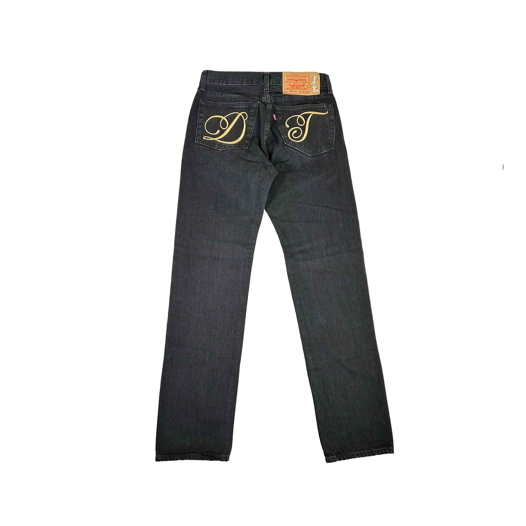 Levi's Denim Tears Metallic Gold Script 501 Black [USED] 31 X 32 - (Used)