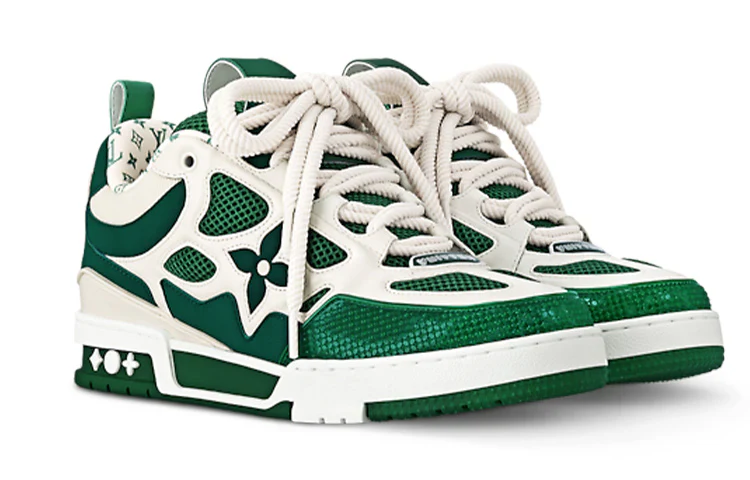 1AC520 Louis Vuitton LV Skate Sneaker Green White [NO BOX] - Image 2