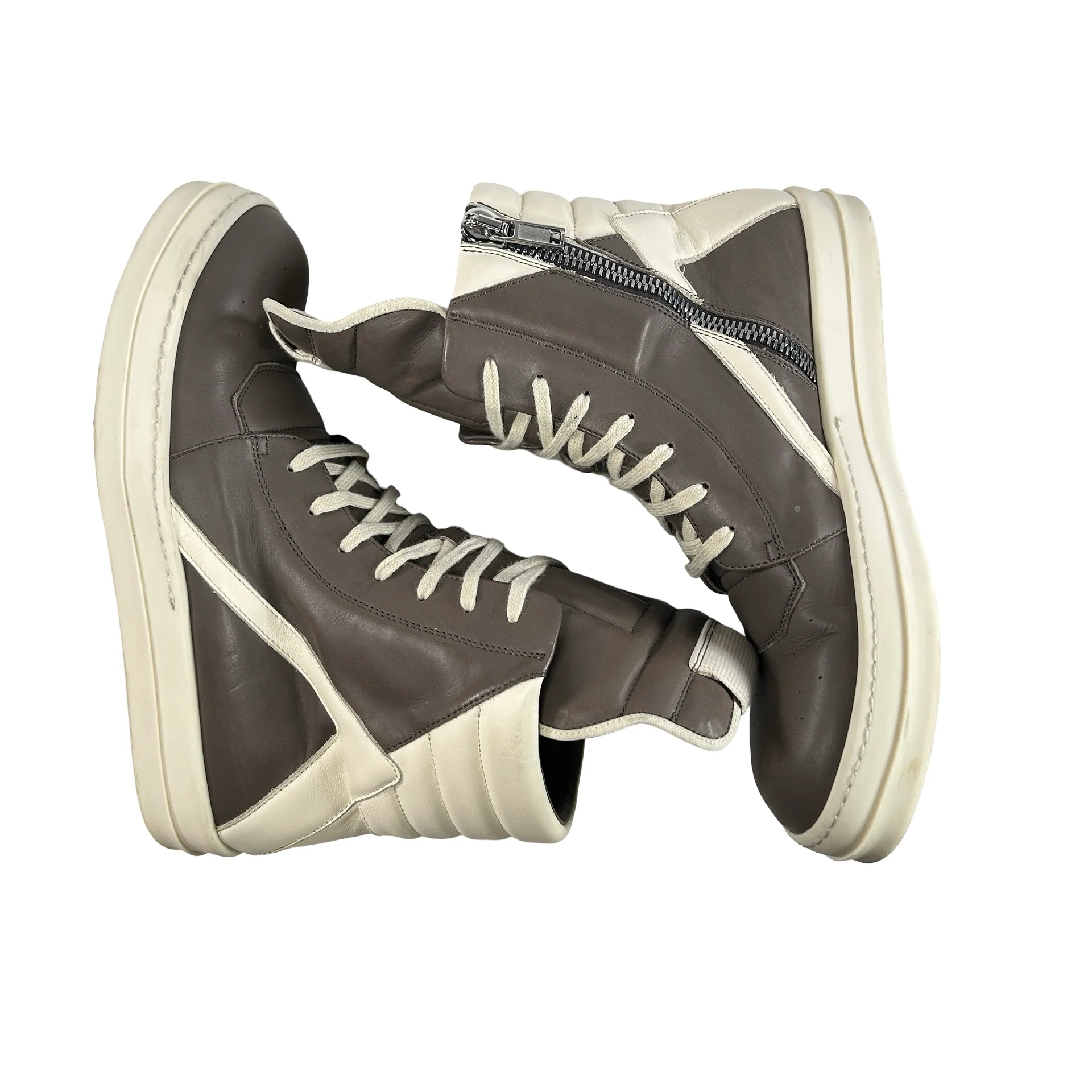 Rick Owens Men's Geobasket Sneakers Dust/White [USED] - 42 (Used) (No Box) - Image 4