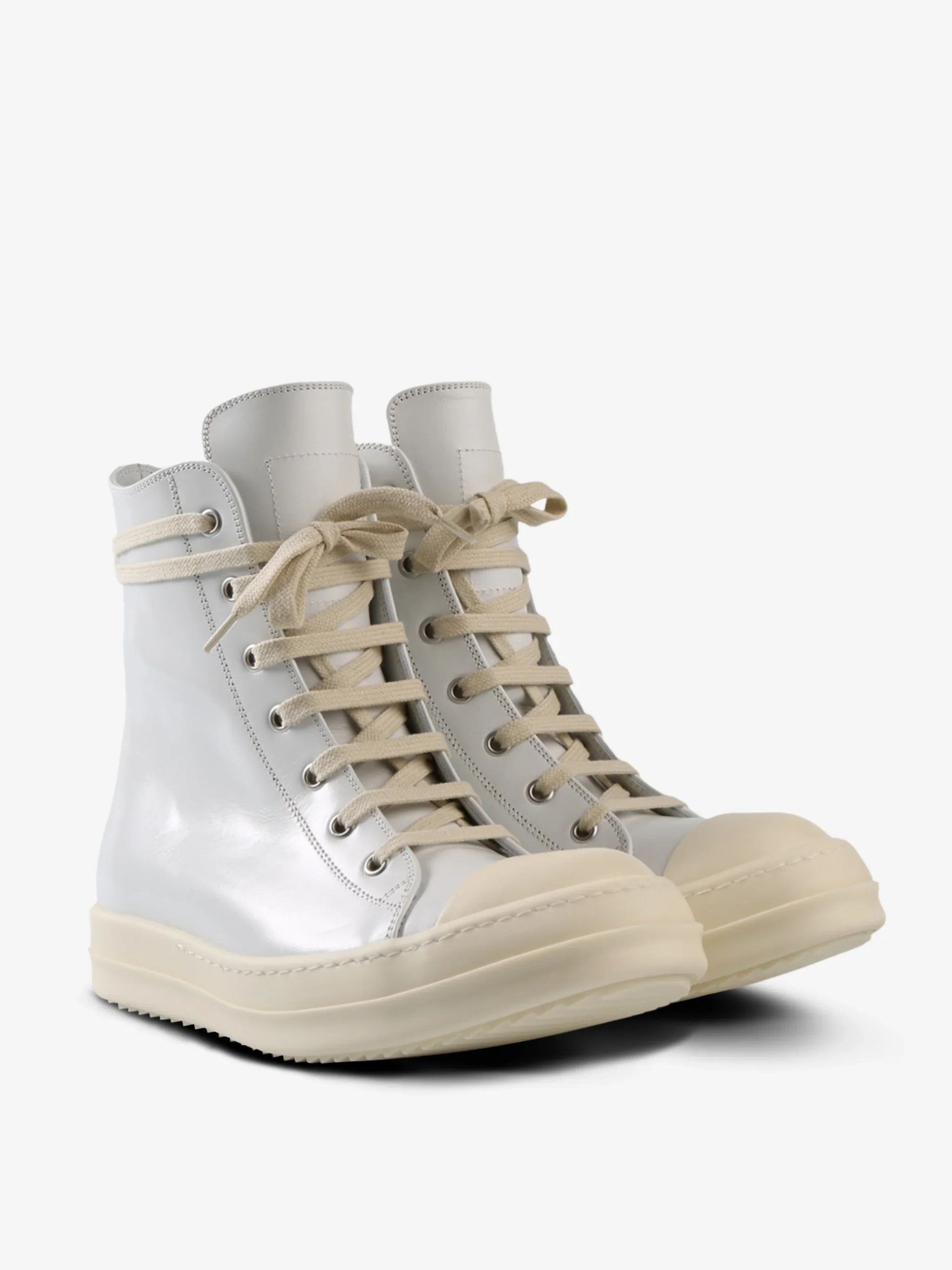 RO01E7890 LCP 5111 Rick Owens Scarpe in Pelle Sneakers Chalk White - Image 3