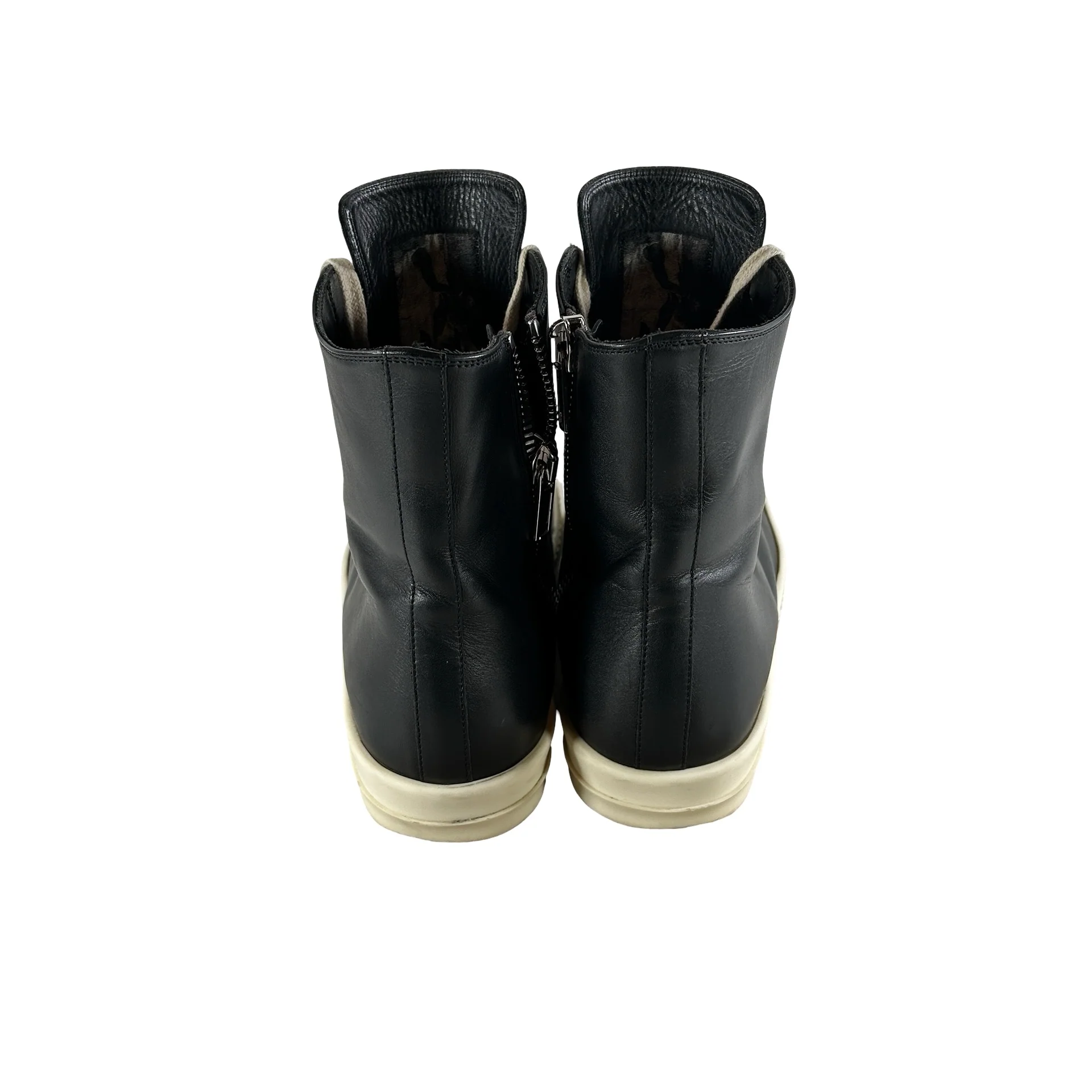 RU01B1890 Rick Owens Ramones Leather High Top Black Cream [USED] - EU 42 (Used3) (No Box3) - Image 3
