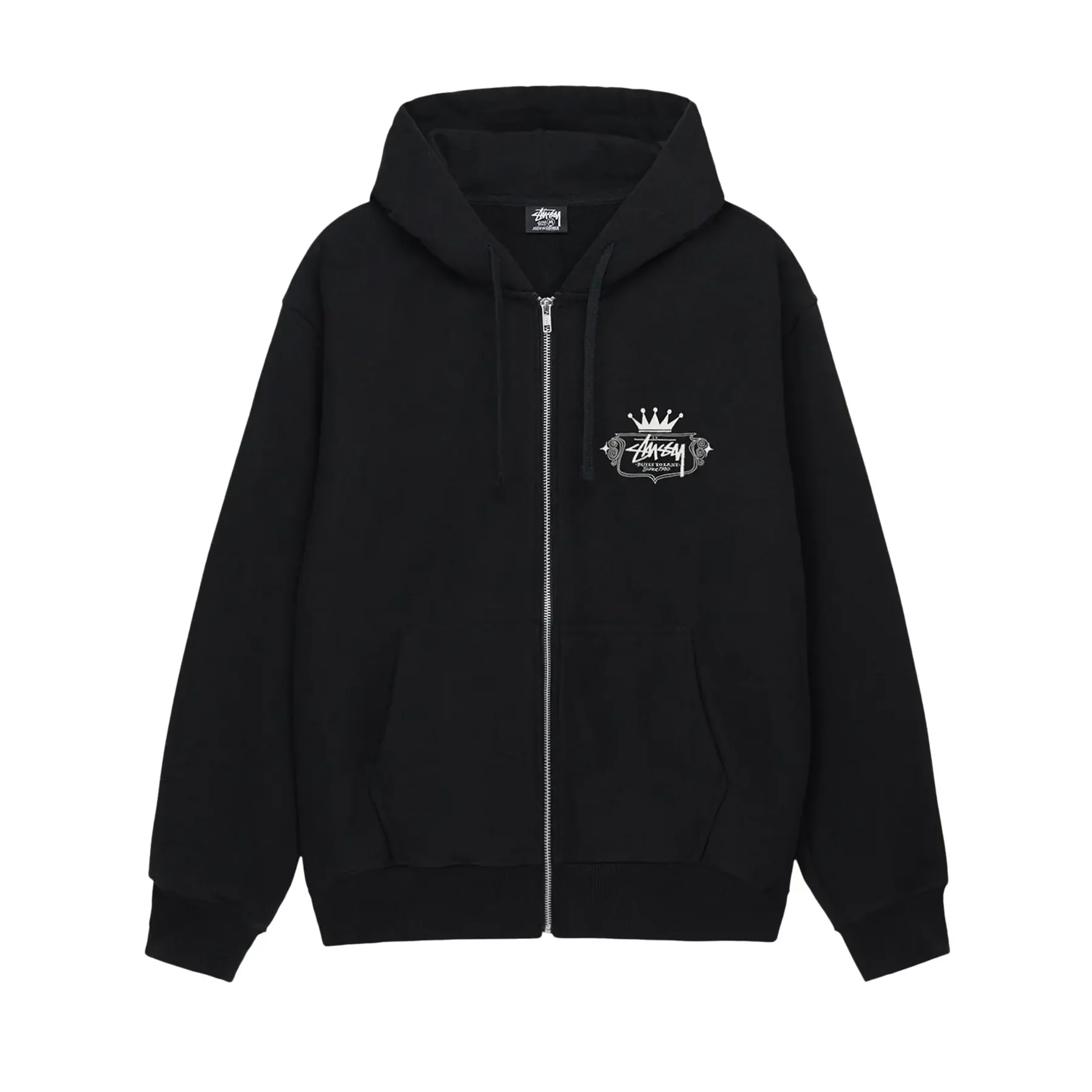 Stussy Built To Last Zip Hoodie Black [USED] - L (Used) - Image 2