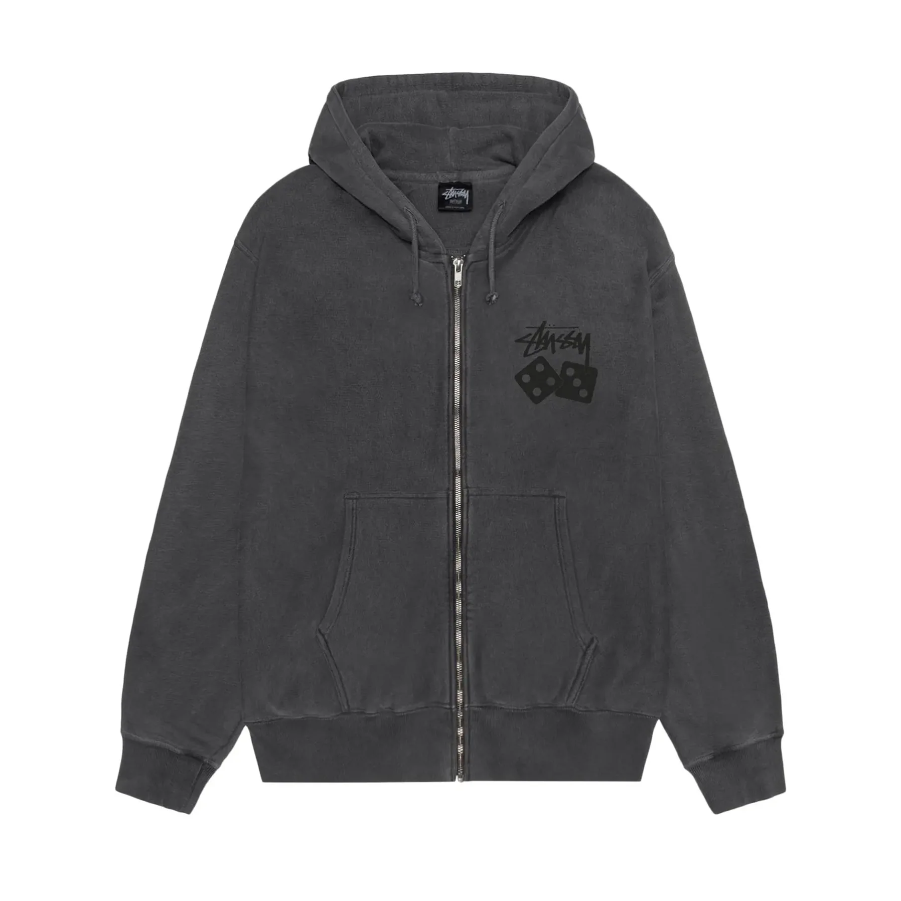 Stussy Dice Zip Hoodie Pigment Dyed Black