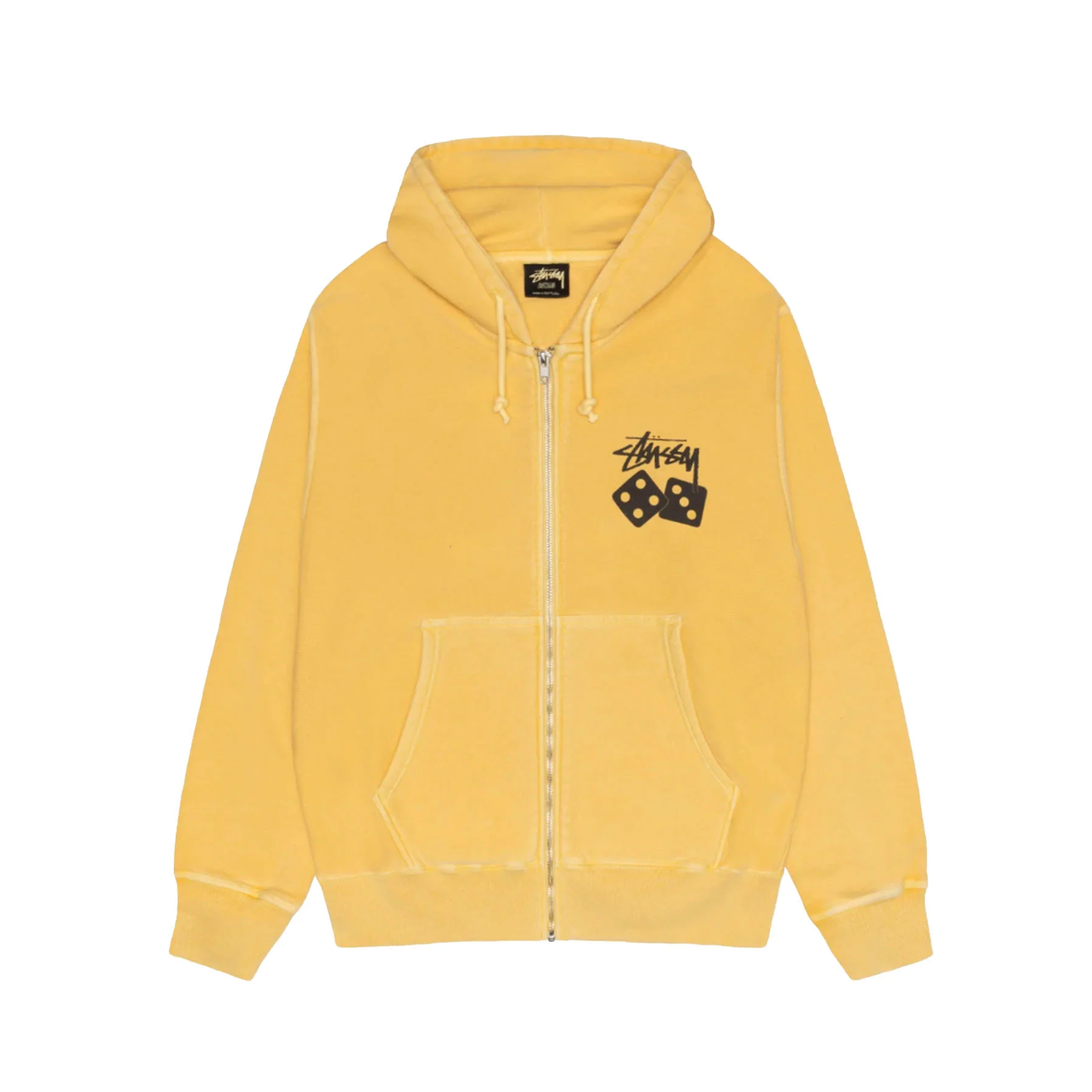 Stussy Dice Zip Hoodie Pigment Dyed Yellow [USED] - L (Used) - Image 2