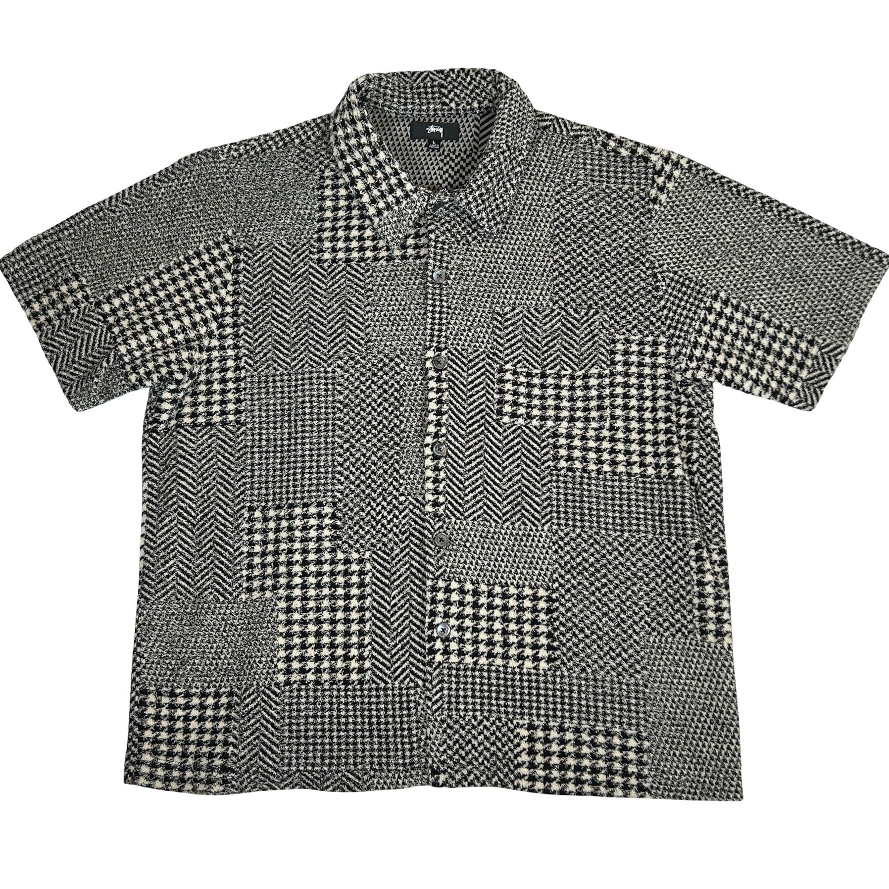 Stussy Mixed Pattern Jersey Shirt Grey [USED] - L (Used)