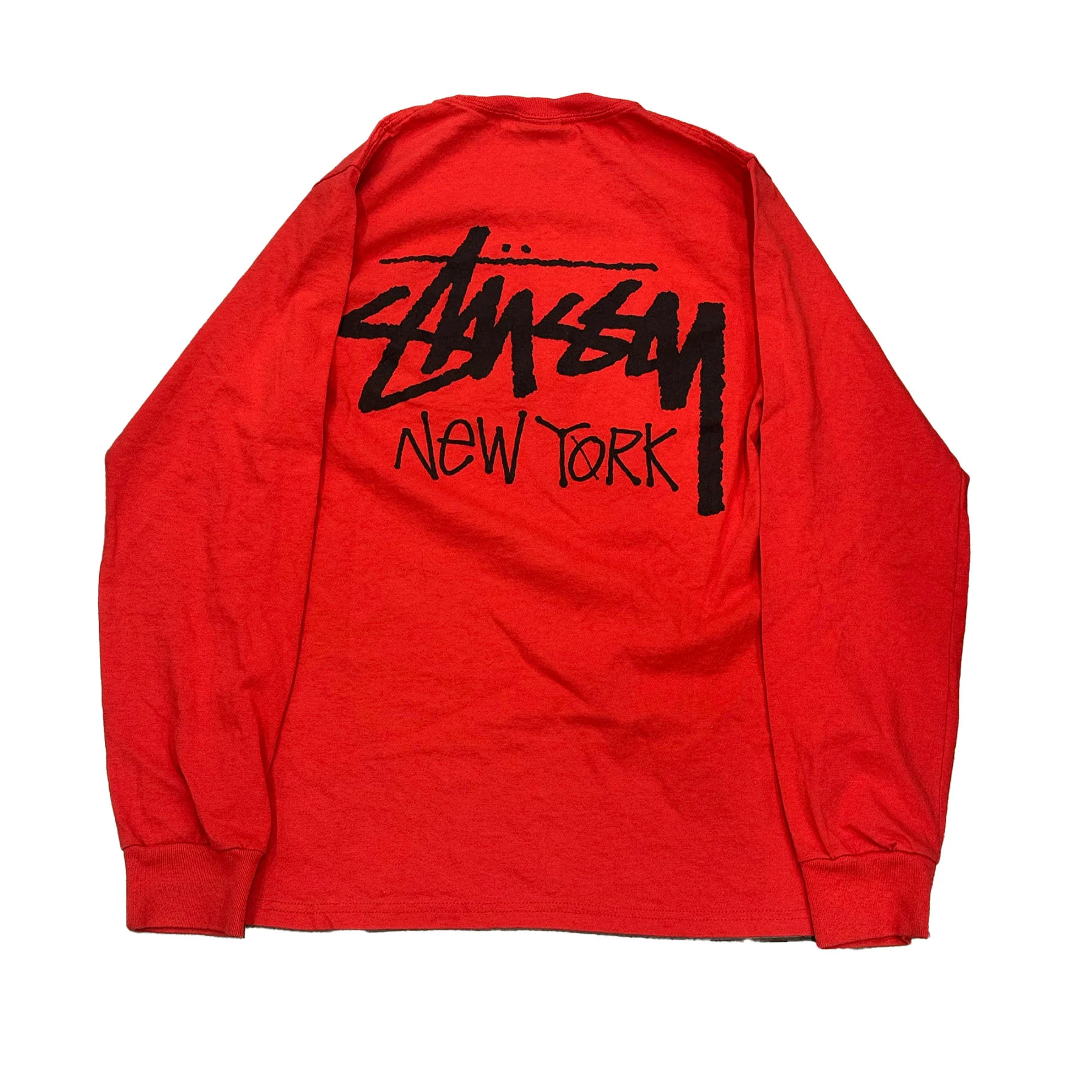 Stussy Stock New York Long Sleeve Tee Red [USED] - S (Used) - Image 2
